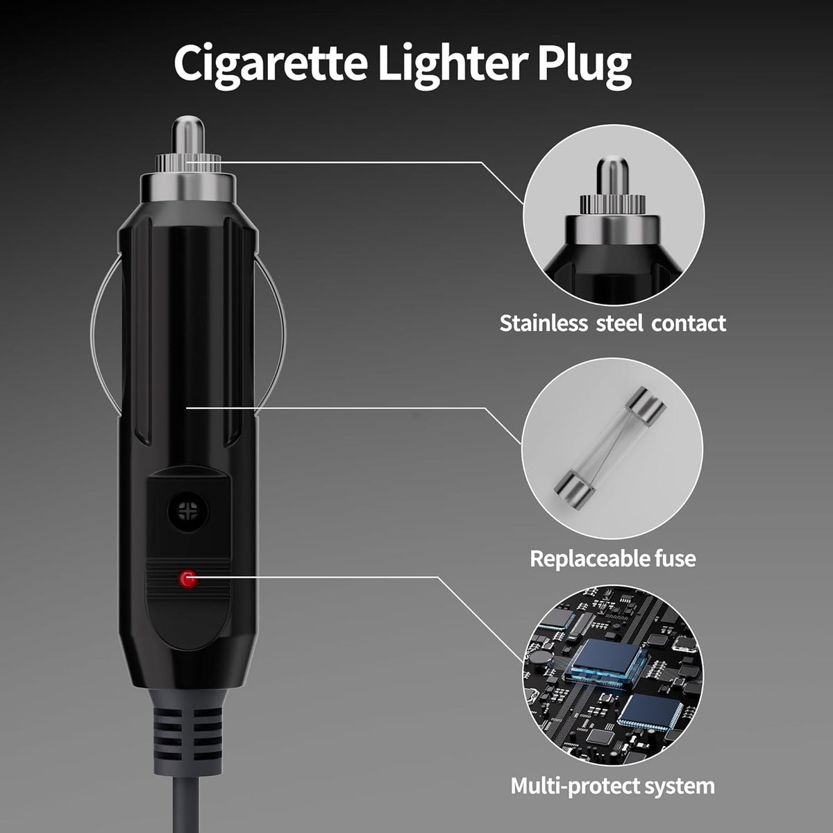 Starlink 2m Mini DC-strømkabel direkte til cigarettænderstik 12V–24V oplader vandtæt
