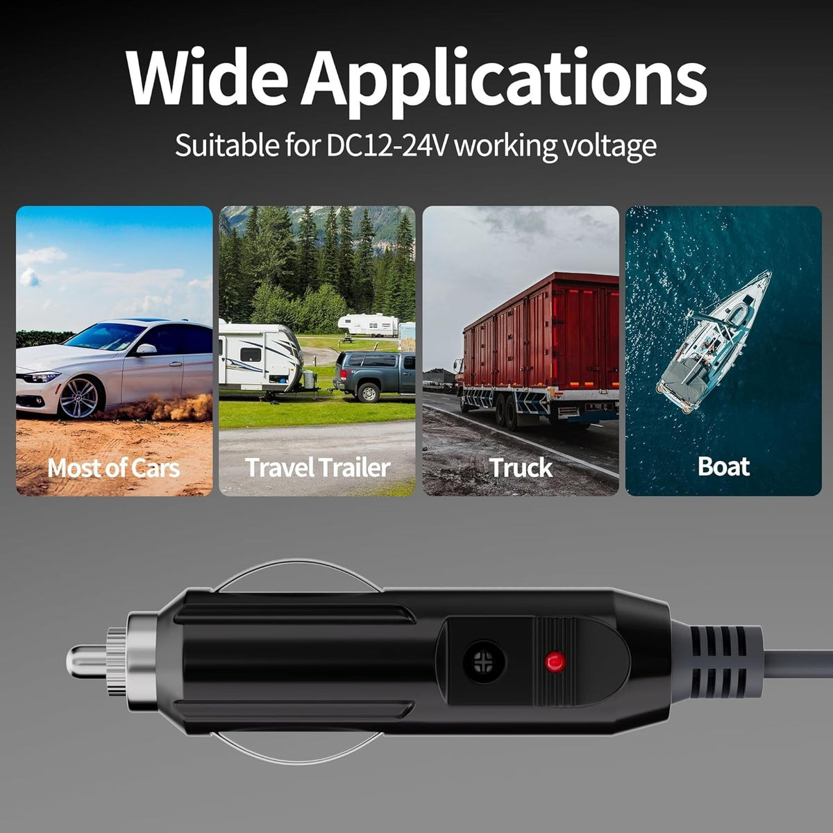 Starlink 2m Mini DC-strømkabel direkte til cigarettænderstik 12V–24V oplader vandtæt