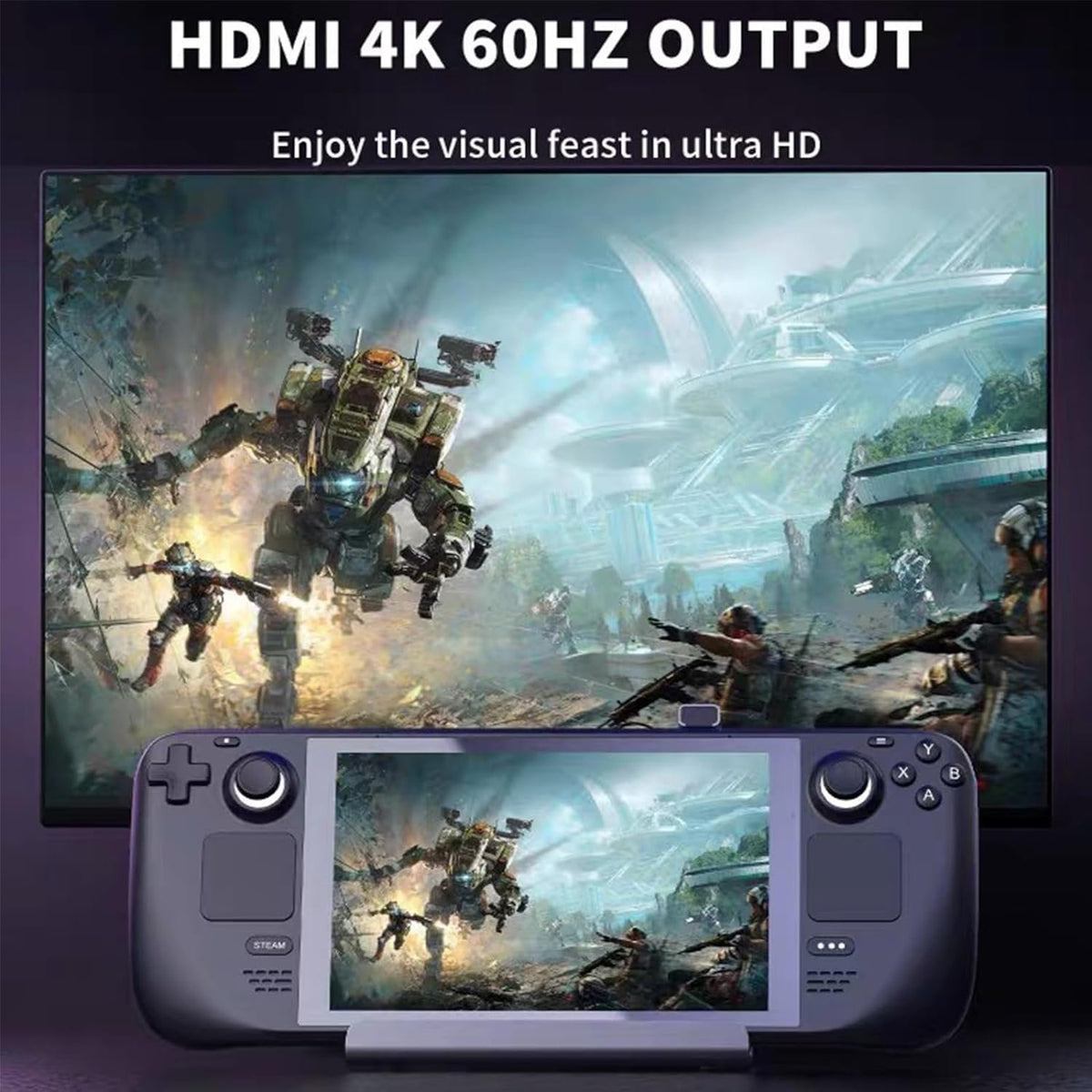 NÖRDIC Steam Deck dockingstation 1 til 6 - 1xHDMI4K60Hz, 1xUSB-C PD100W, 3xUSB-A 3.0 5Gbps, 1xRJ45 GigaLAN
