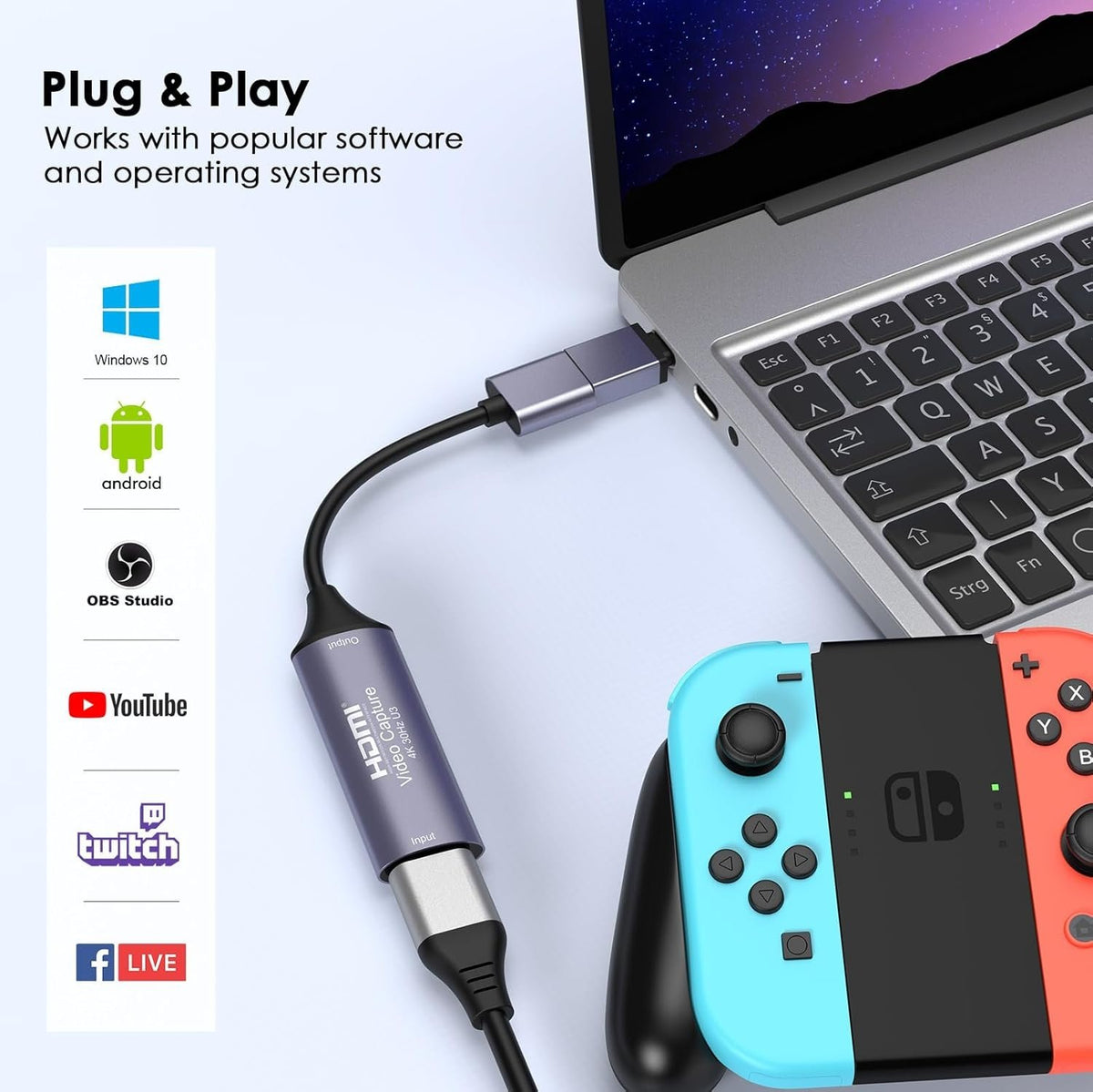 HDMI 4K 30Hz til USB3.0 adapter til videooptagelse USB-A og USB-C