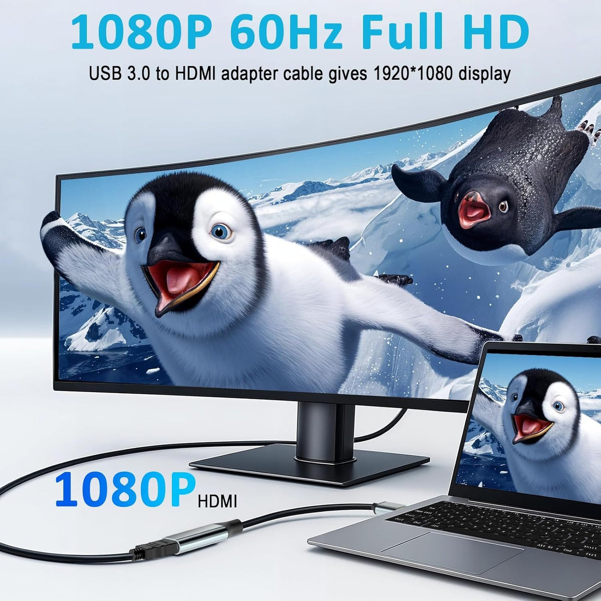 NÖRDIC USB3.0 til HDMI-konverter 1080P 60Hz