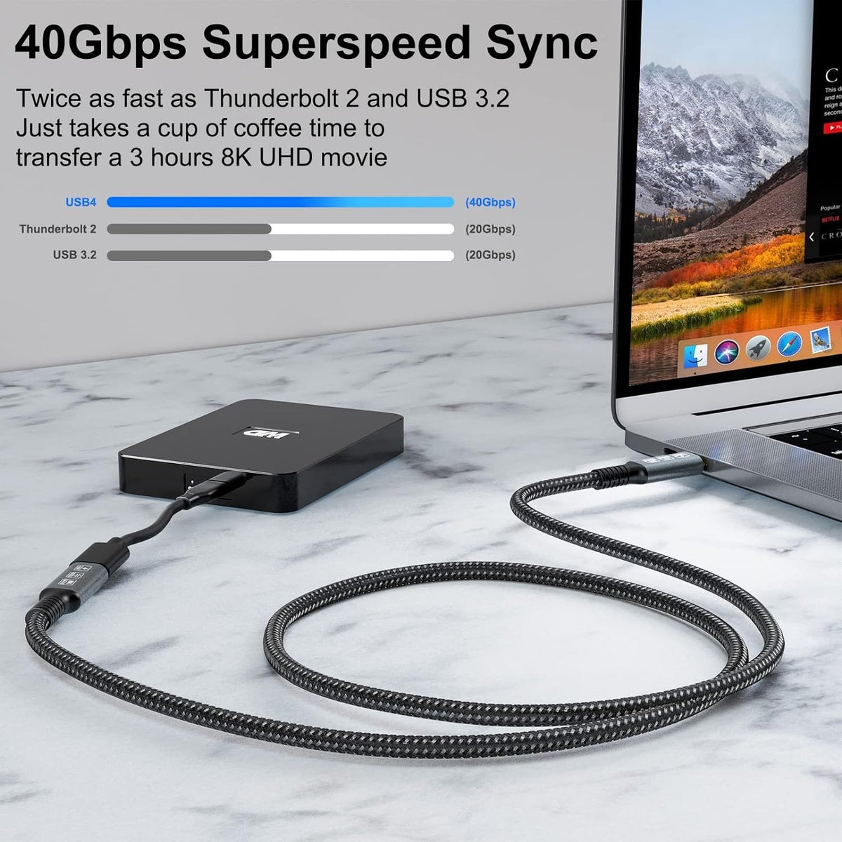 NÖRDIC USB 4 forlængerkabel 1m 40Gbps 240W 8K60Hz