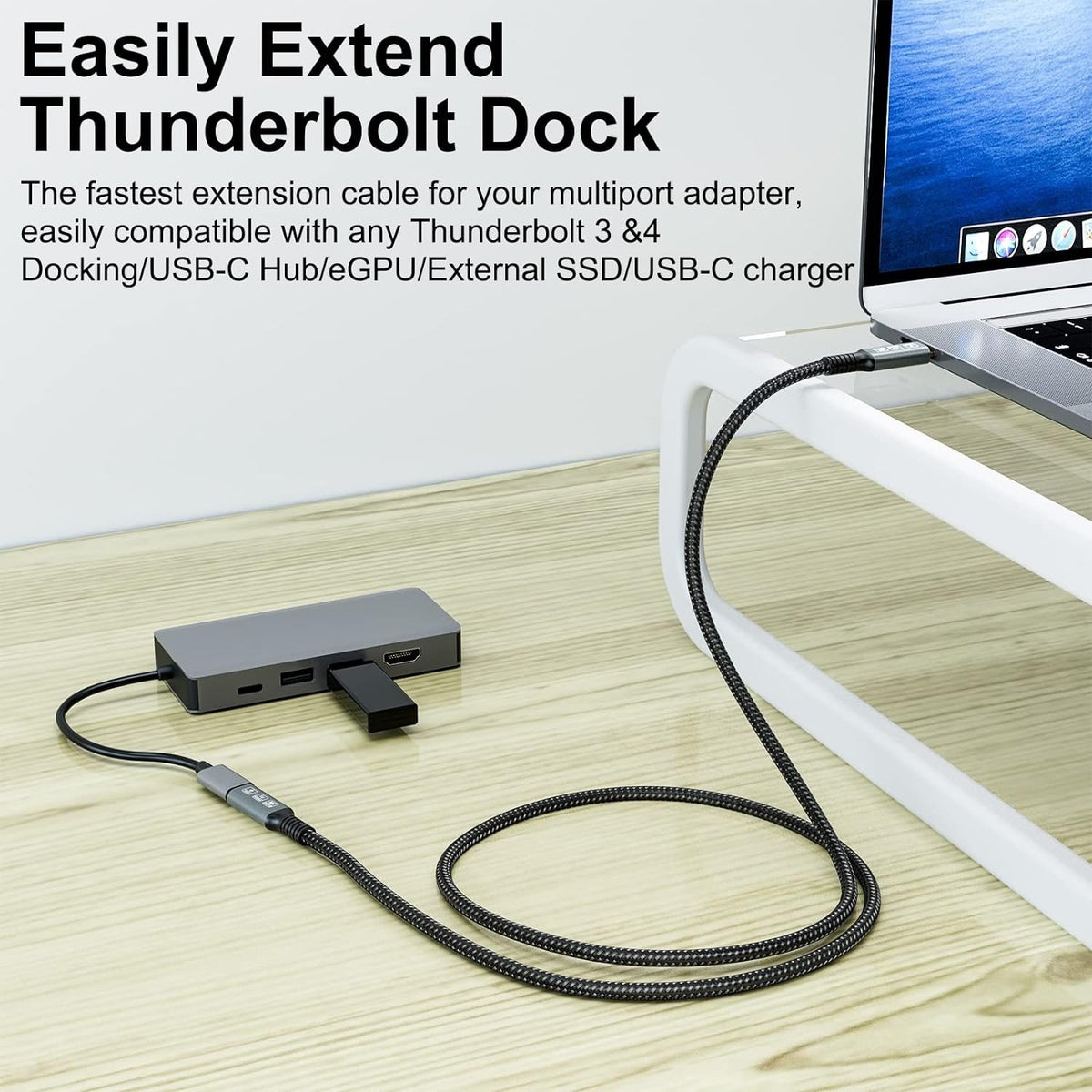 NÖRDIC USB 4 forlængerkabel 25cm 40Gbps 240W 8K60Hz