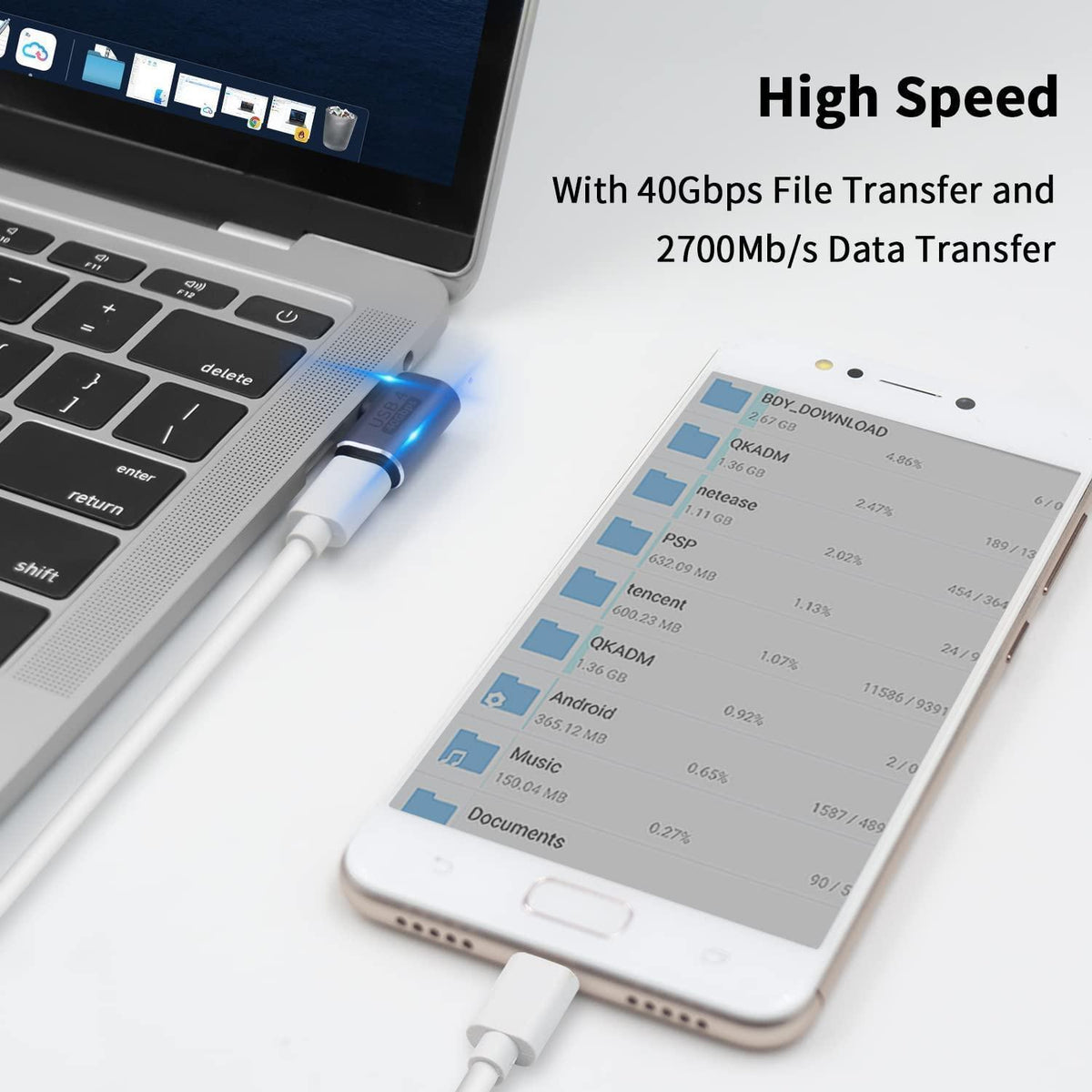 NÖRDIC USB4 vinklet adapter han til hun 40G 8K30Hz PD100W