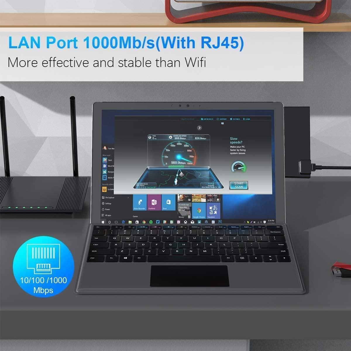 NÖRDIC USB 7-ports dockingstation til MicroSoft Surface Pro7 1xHDMI4k30Hz 2xUSB-A 5Gbps 1xUSB-C PD87W 1xRJ45 LAN og 1xTF og 1xSD