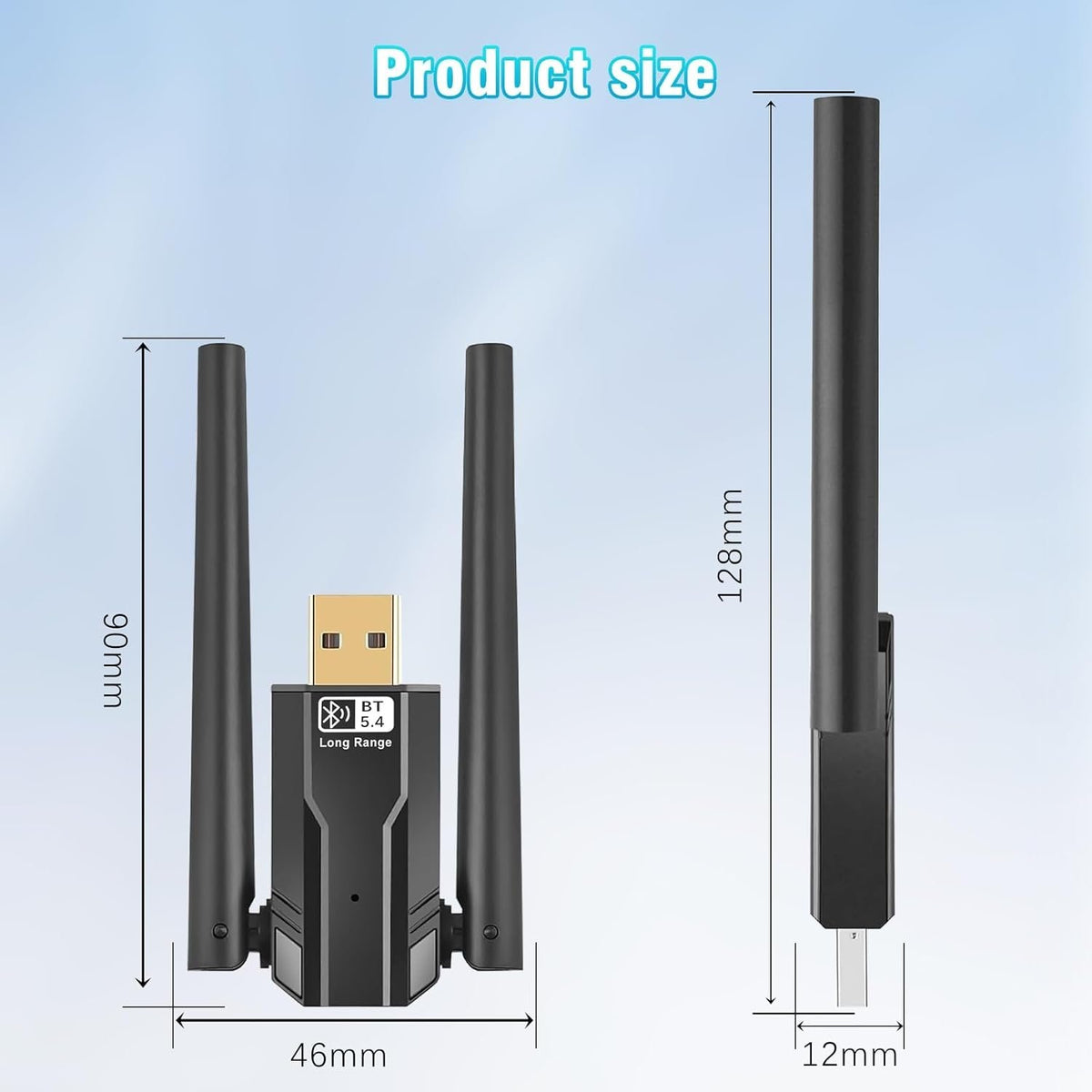NÖRDIC USB-A langtrækkende Bluetooth 5.4 adapter med 150 meter rækkevidde