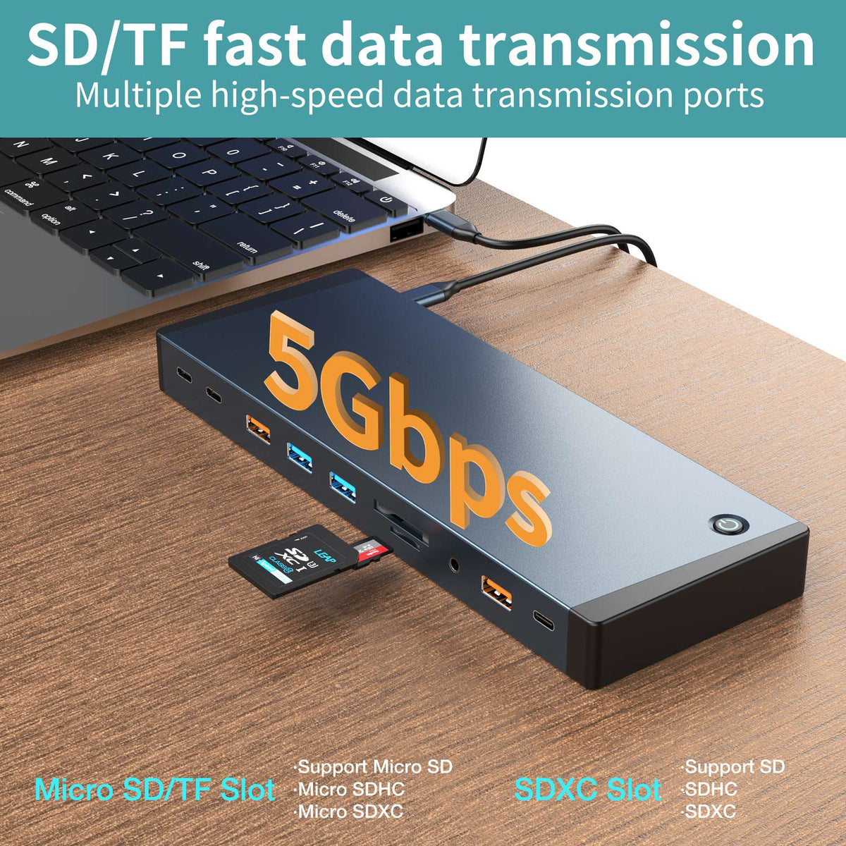 NÖRDIC USB-C Dockningsstation 1 til 18 Fire skærme, 2xHDMI, 1xDP, 1xVGA, 1xUSB-C PD 100W, 1xUSB-C QC, 2xUSB-C, 1xUSB-A QC3.0, 3xUSB-A, 1xGigaLAN