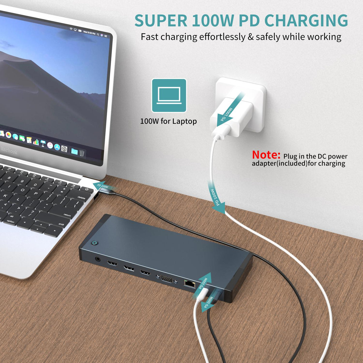NÖRDIC USB-C Dockningsstation 1 til 18 Fire skærme, 2xHDMI, 1xDP, 1xVGA, 1xUSB-C PD 100W, 1xUSB-C QC, 2xUSB-C, 1xUSB-A QC3.0, 3xUSB-A, 1xGigaLAN