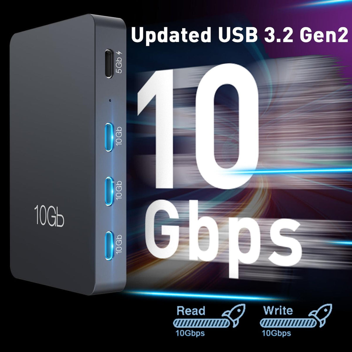 NÖRDIC USB-C Hubb 7port 3xUSB-C 3.2 10G 3xUSB-A 3.1 5G 1xUSB-C PD100W