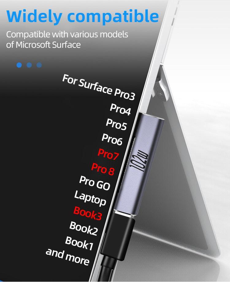 NÖRDIC USB-C Opladningsadapter til Microsoft Surface 15V 6.8A 102W
