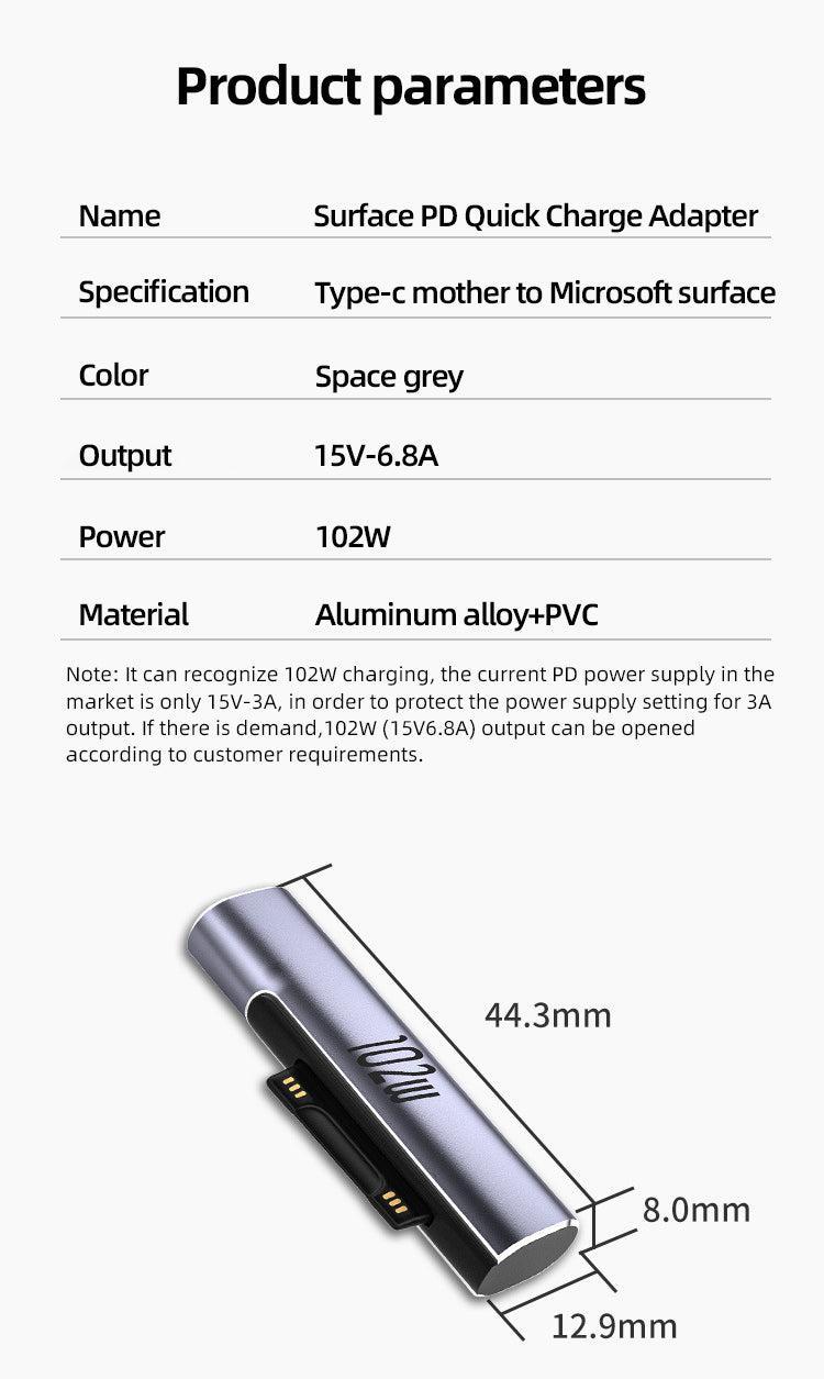 NÖRDIC USB-C Opladningsadapter til Microsoft Surface 15V 6.8A 102W