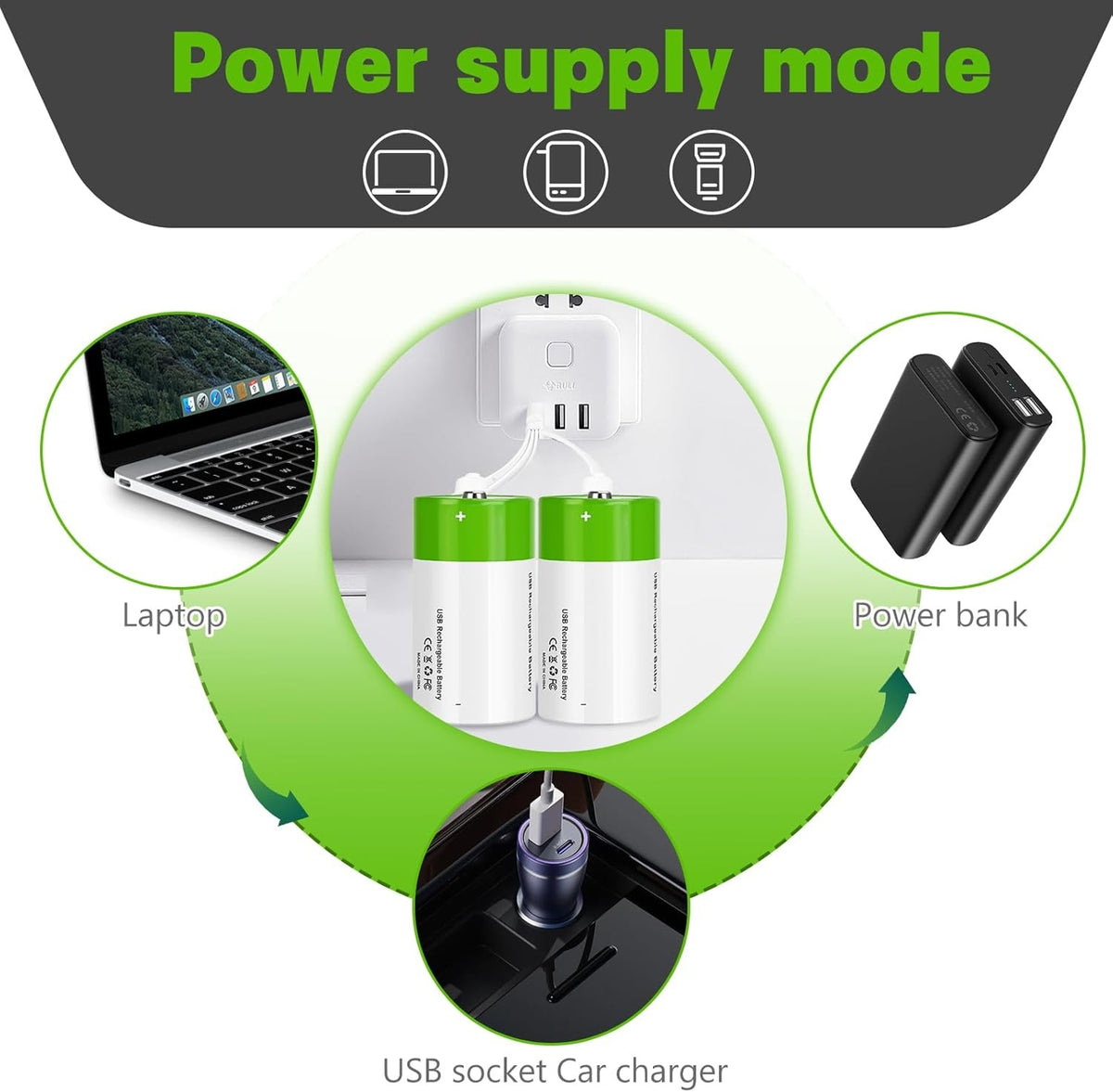 NÖRDIC USB-C Genopladelige batterier 2-pak D/LR20