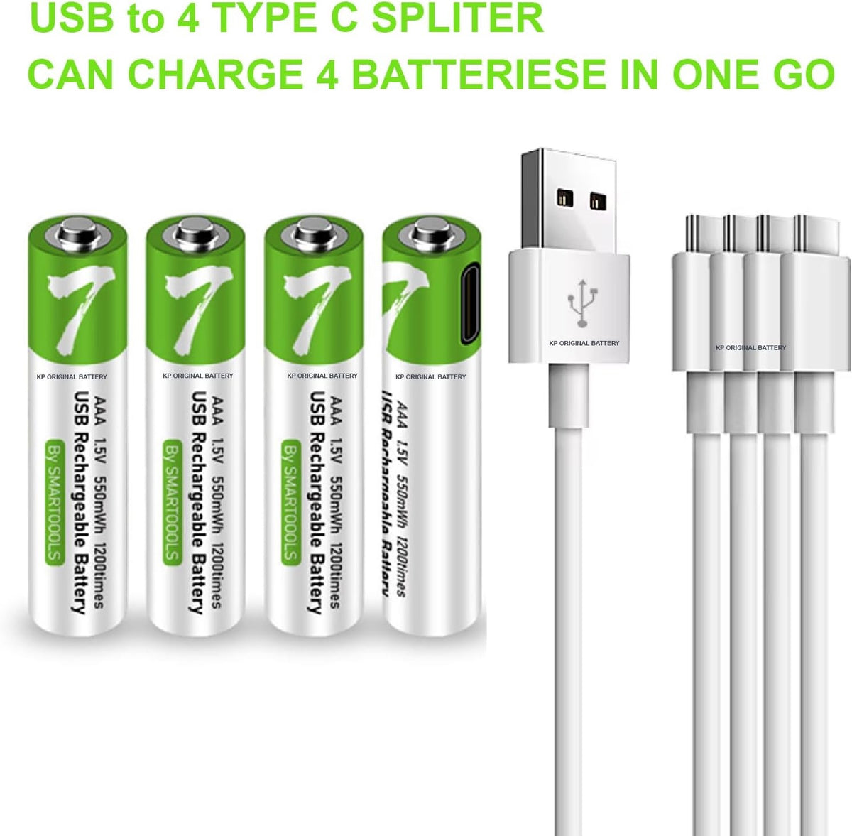 NÖRDIC USB-C Genopladelige batterier 4-pak AAA/LR03