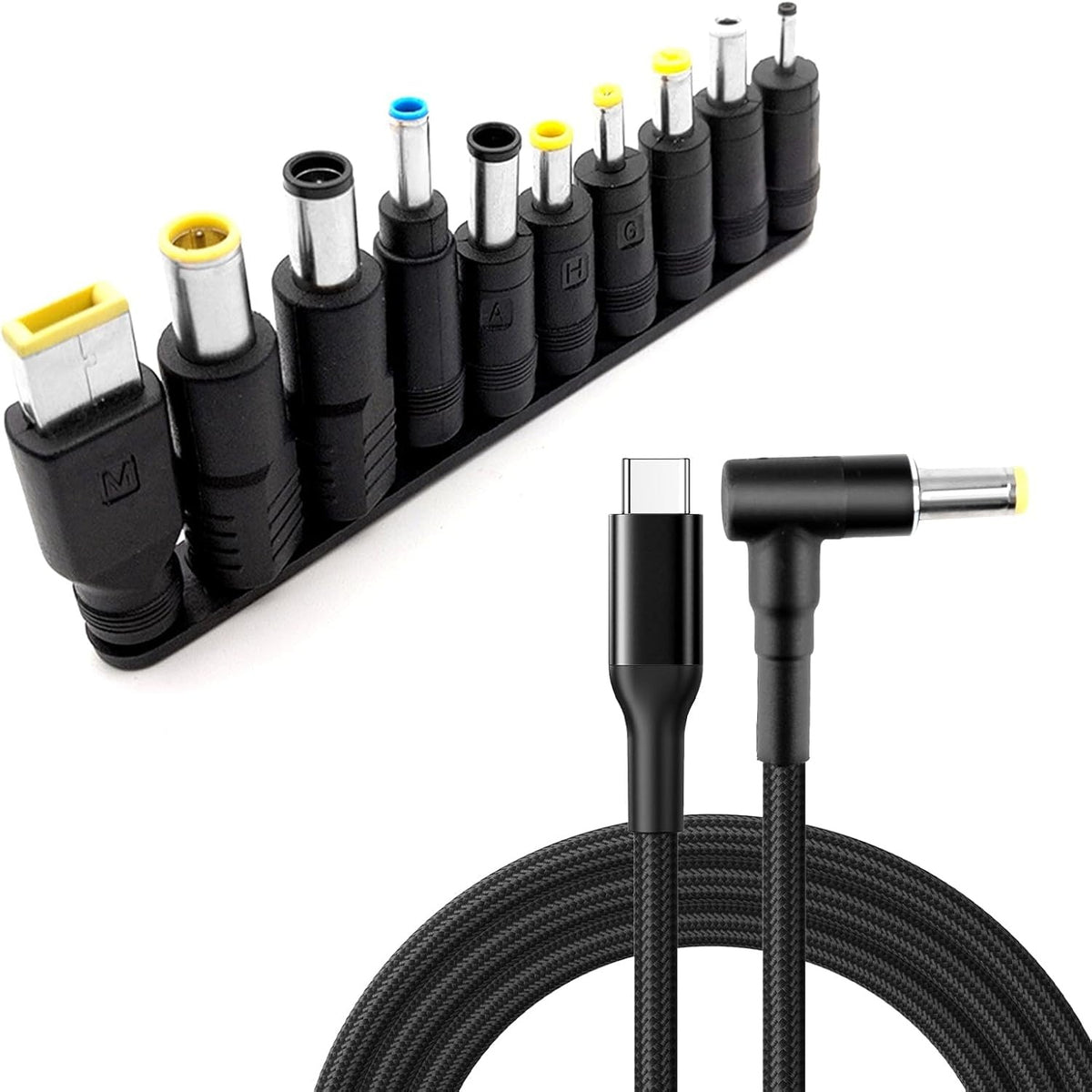 NÖRDIC USB-C til DC-strømkabel med 10 adaptere 1.8m 100W