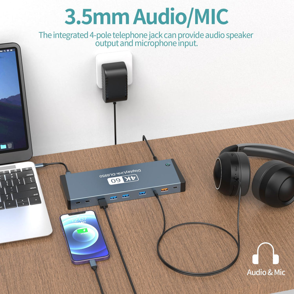 NÖRDIC USB-C DisplayLink Dockningsstation 1 til 17 Dobbelt skærme HDMI + DP, 1xUSB-C PD 100W, 1xUSB-C QC, 2xUSB-C, 1xUSB-A QC, 4xUSB-A, 1xGigaLan