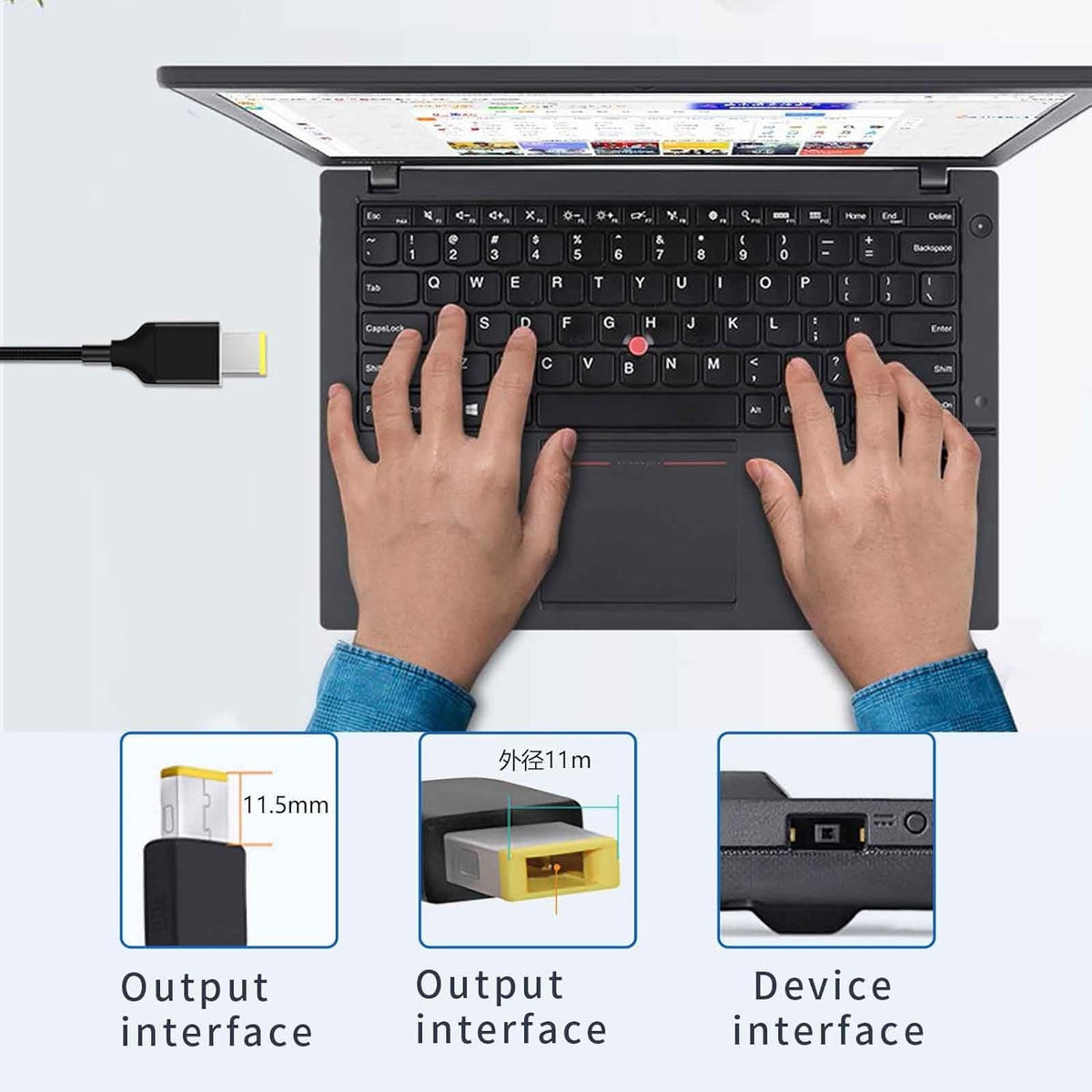NÖRDIC USB-C til Lenovo Yellow Square-kabel 135W 2m