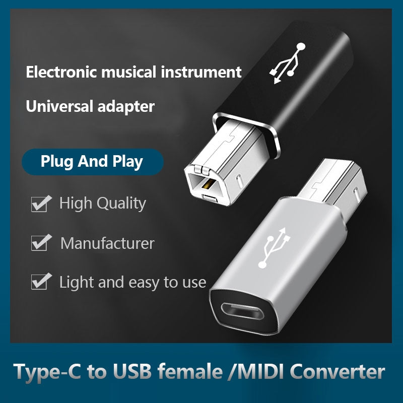 NÖRDIC USB-C til USB B-adapter til printere og MIDI-enheder Understøtter datasynkronisering