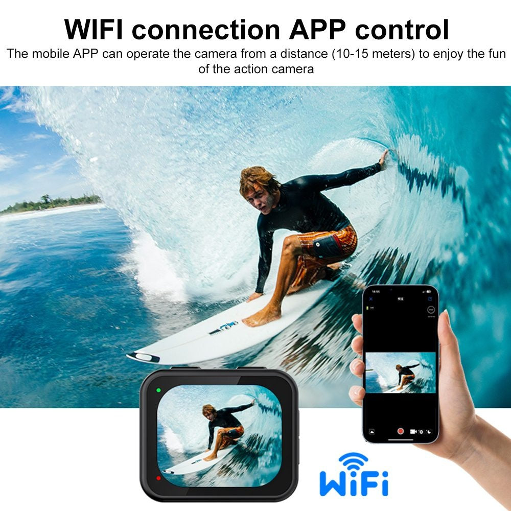 NÖRDIC Vandtæt 4K actionkamera 21 m med WiFi, EIS-stabilisering og 2,1" IPS-skærm