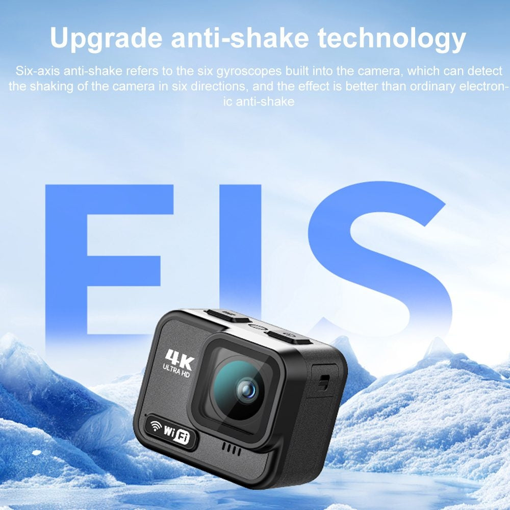 NÖRDIC Vandtæt 4K actionkamera 21 m med WiFi, EIS-stabilisering og 2,1" IPS-skærm