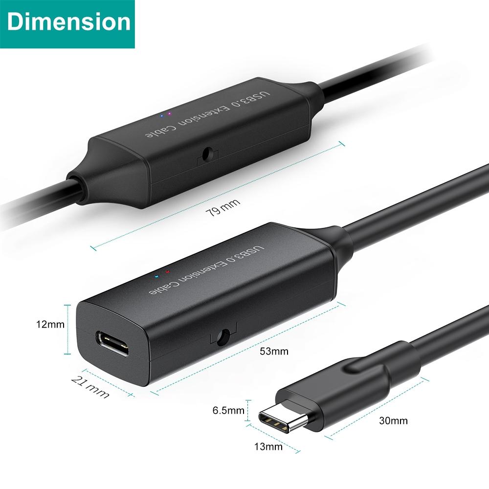 NÖRDIC aktiv 10m USB-C 3.0 SuperSpeed 5Gbps forlængerkabel han til hun