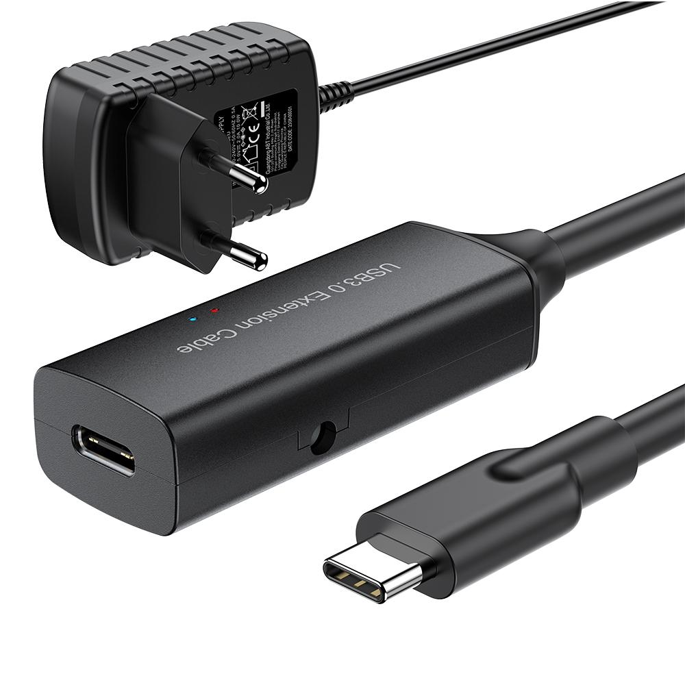 NÖRDIC aktiv 15m USB-C 3.0 SuperSpeed 5Gbps forlængerkabel han til hun