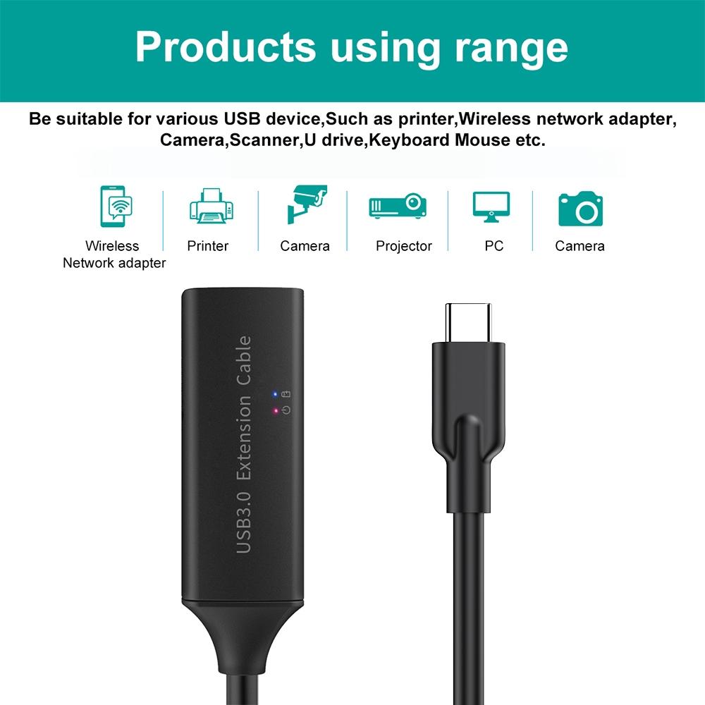 NÖRDIC aktiv 5m USB-C 3.0 SuperSpeed 5Gbps forlængerkabel han til hun