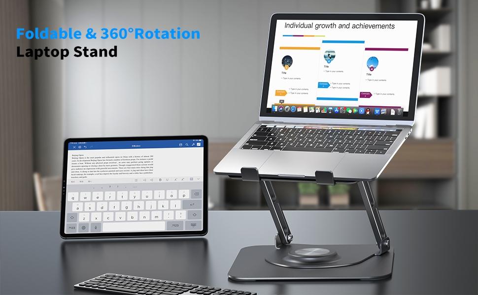 NÖRDIC bærbar stativ til op til 17" roterbar og justerbar højde notebook stativ laptop stativ mørkegrå