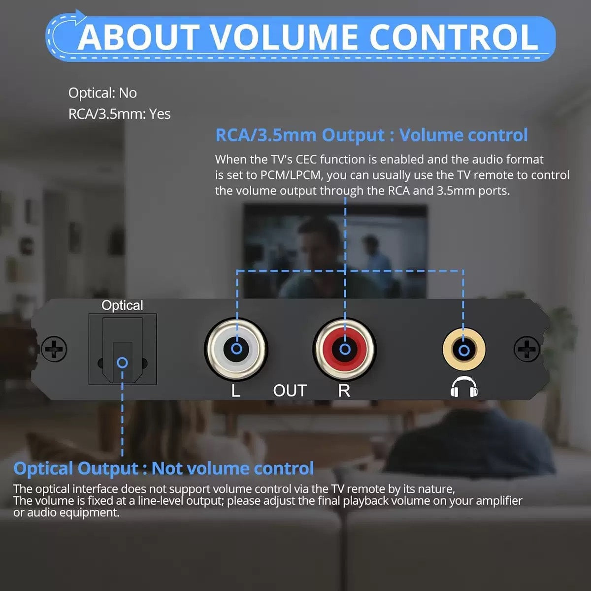 NÖRDIC HDMI eARC/ARC til Optisk og RCA Lydekstraktor, understøtter 5.1/2.0-kanals lyd CEC