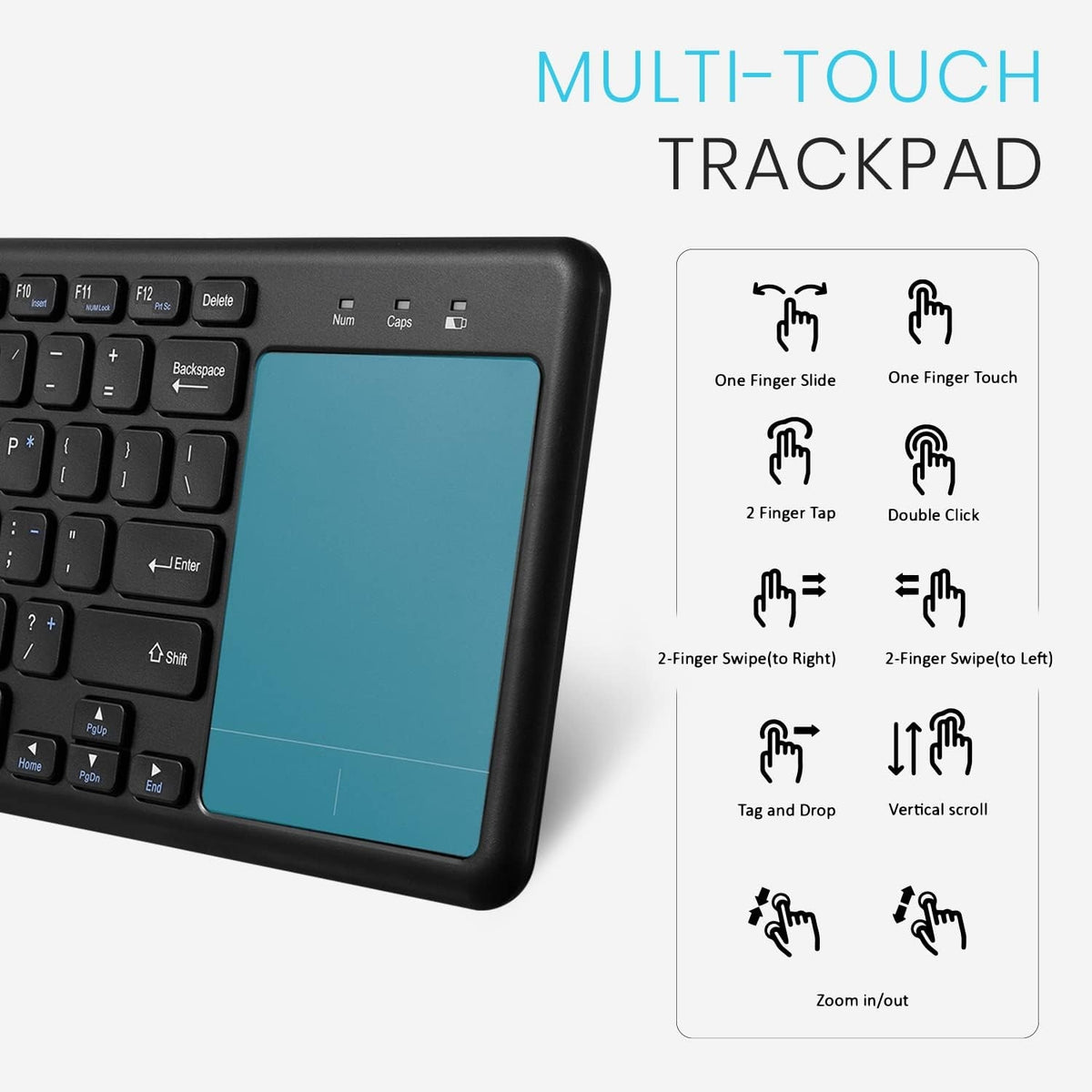 NÖRDIC trådløst 2.4G tastatur med touchpad 78 taster iOS Android Windows arabisk layout