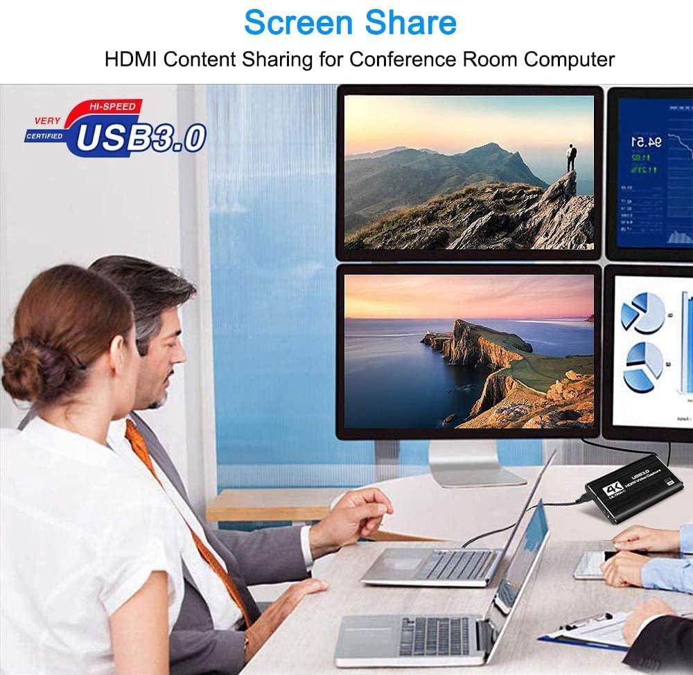NÖRDIC videooptagelsesadapter USB3.0 HDMI-udgang 4K 60Hz HDMI med sløjfemikrofon og lydudgang HDMI-signalsløjfeudgang