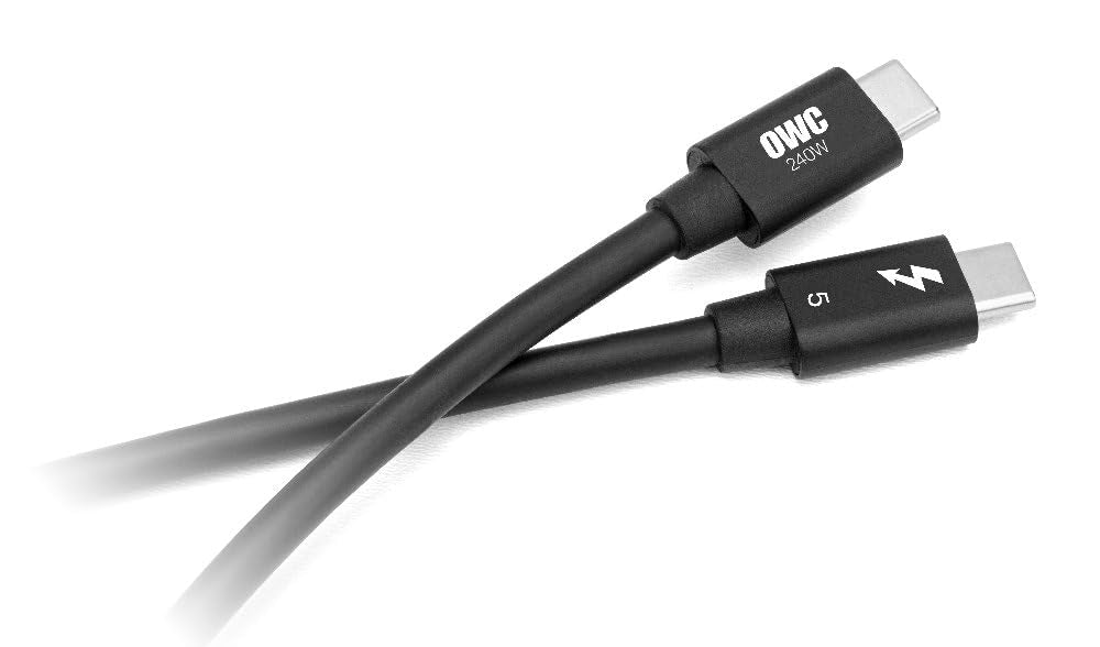 OWC 1m Thunderbolt 5 Certificeret USB-C kabel 120G 240W 8K60Hz Kompatibel med Thunderbolt 4, USB4 og USB-C, Sort