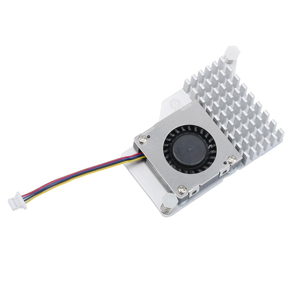 Officiel aktiv køler til Raspberry Pi 5 med temperaturstyret blæser og køleprofil i aluminium