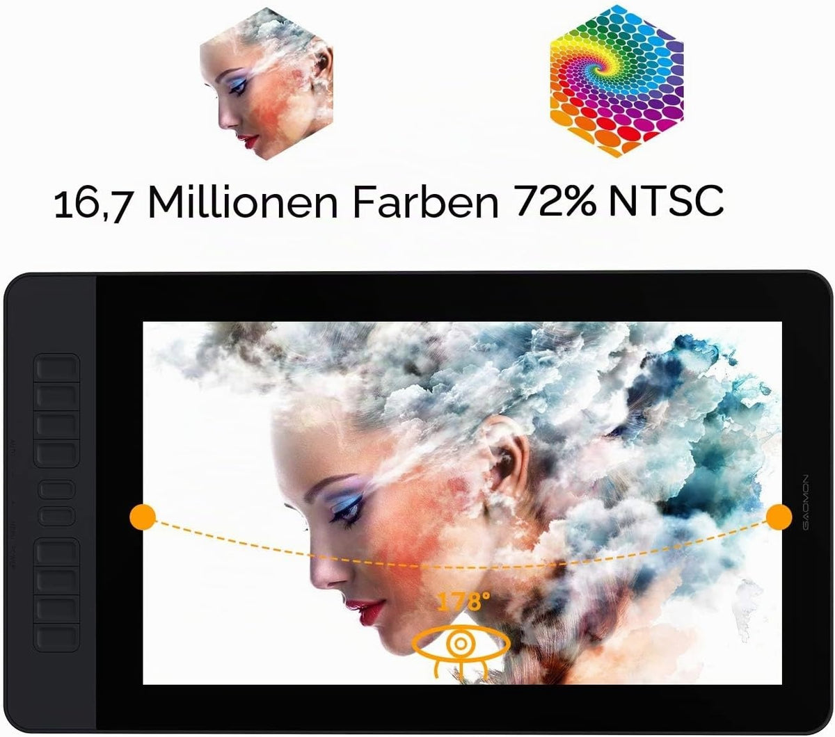 GAOMON PD1561 Tegneplade med 15,6" FHD-skærm, IPS, 10 genvejstaster, 8192 trykniveauer og batterifri pen