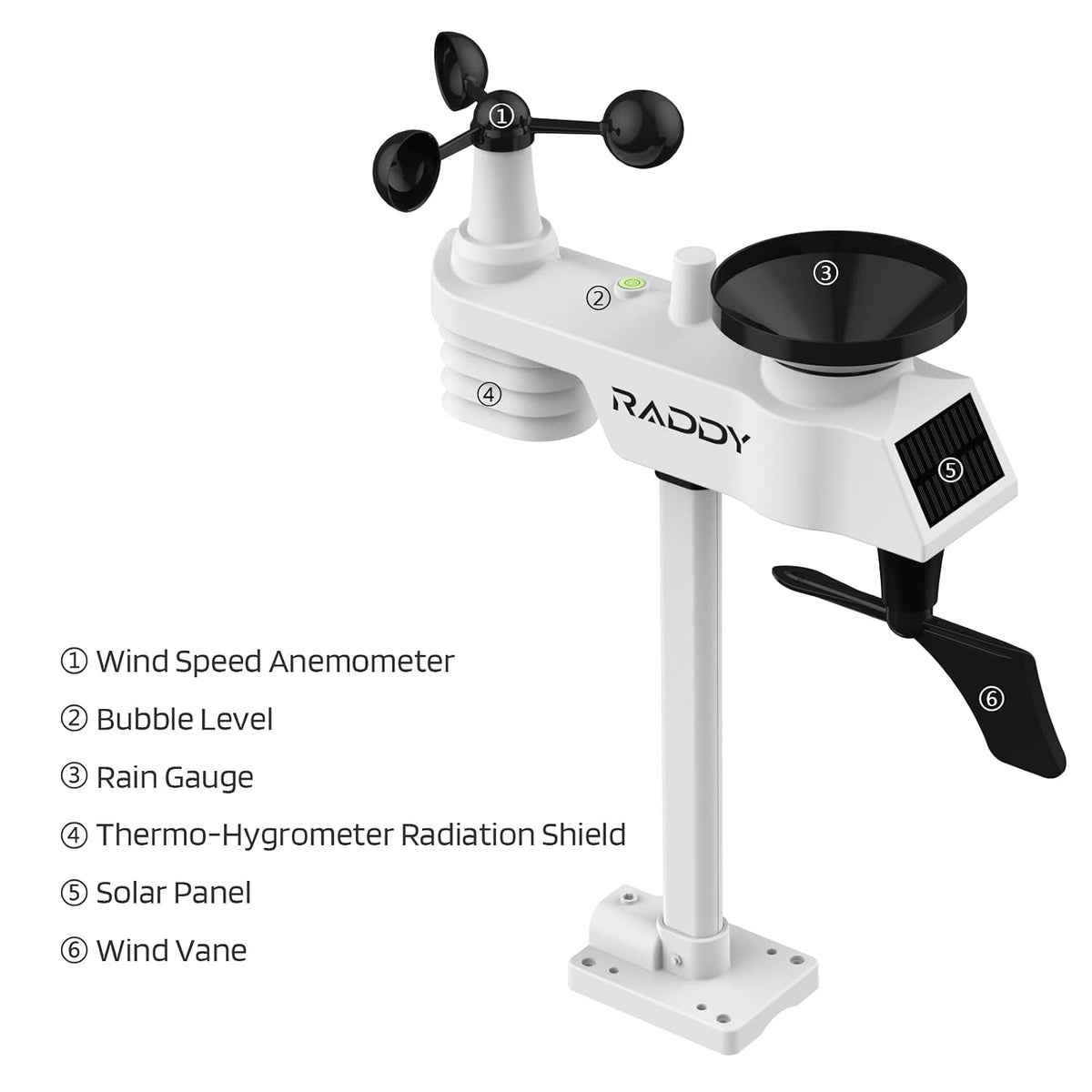Professionel trådløs vejrstation 13-i-1 med udendørssensor, termometer, barometer, hygrometer, vind- og regnmåler, 5" LCD-Display