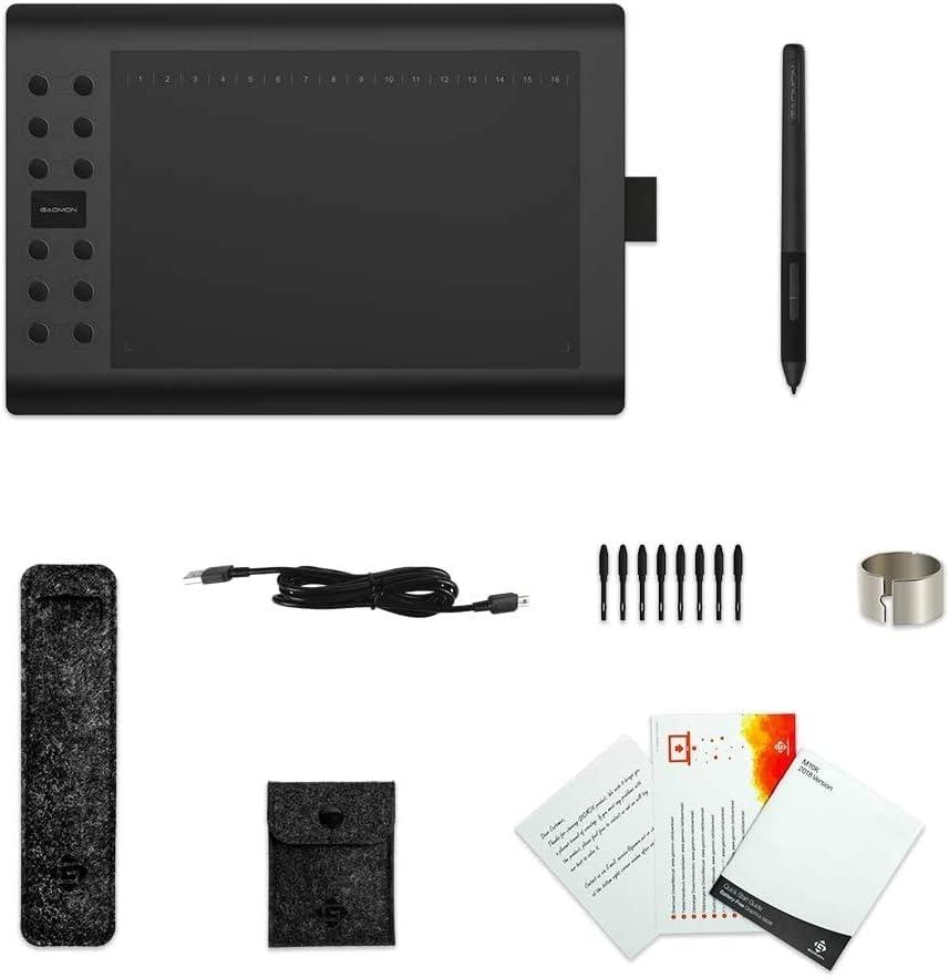 Professionel grafisk tegneblok med 12+16 programmeringsknapper. Kompatibel med Windows Mac Android og er batterifri