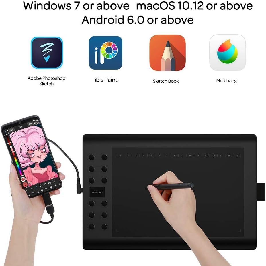 Professionel grafisk tegneblok med 12+16 programmeringsknapper. Kompatibel med Windows Mac Android og er batterifri