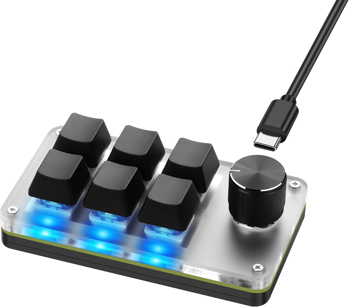 NÖRDIC Programmerbart Mini-tastatur, 6 Taster + 1 Multifunktionsknap, Mekanisk OSU Gaming-tastatur med RGB, Kompatibelt med macOS/Windows