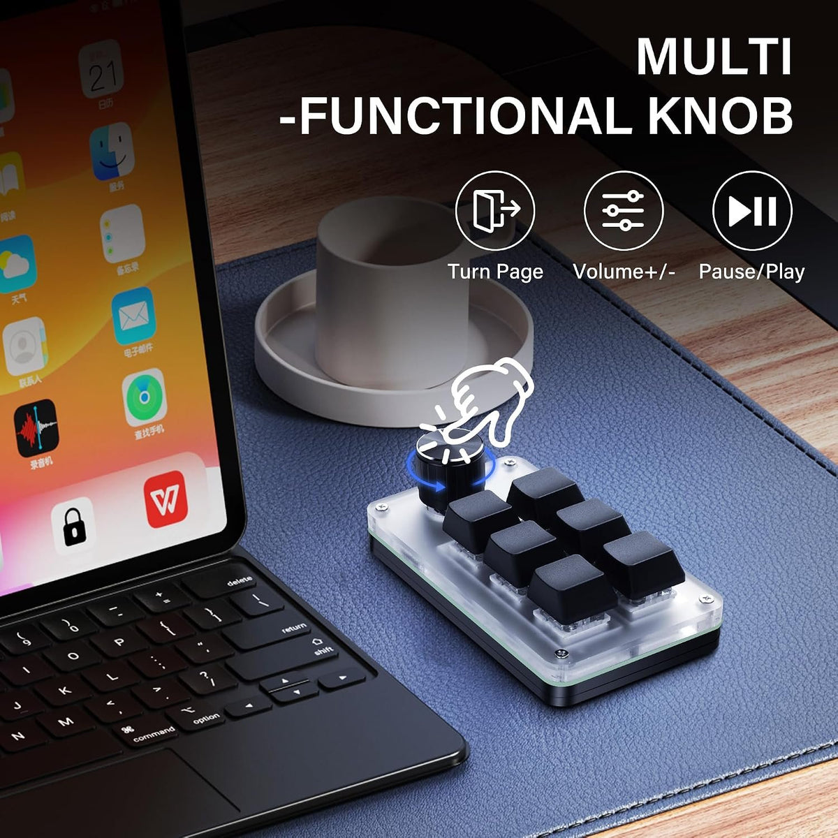 NÖRDIC Programmerbart Mini-tastatur, 6 Taster + 1 Multifunktionsknap, Mekanisk OSU Gaming-tastatur med RGB, Kompatibelt med macOS/Windows