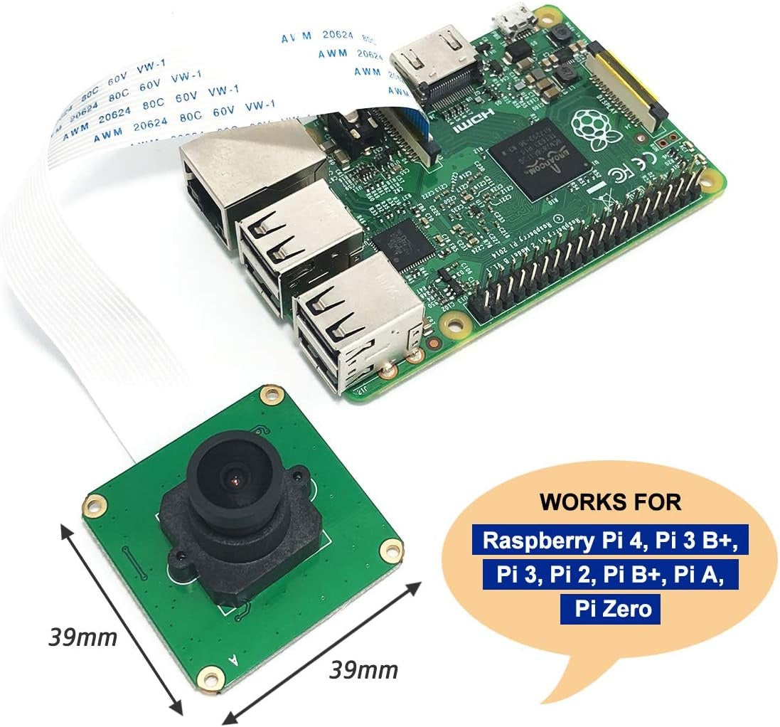 RPI vidvinkelkamera OV5647 til Raspberry Pi 3 B+, Pi 3, Pi 2, Pi B+, Pi A og Pi Zero