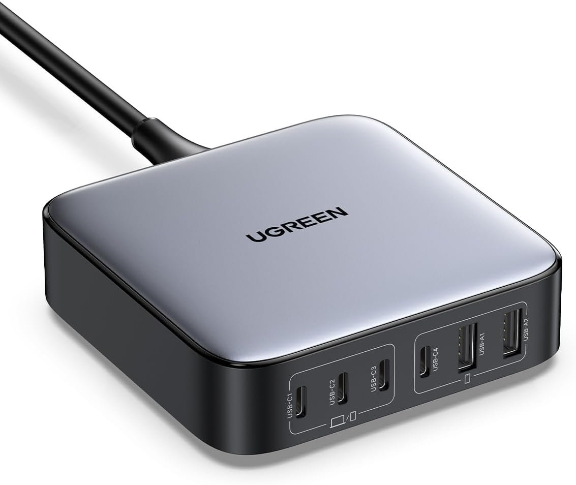 UGREEN Nexode 200W USB-C oplader, 6-Port GaN bordoplader