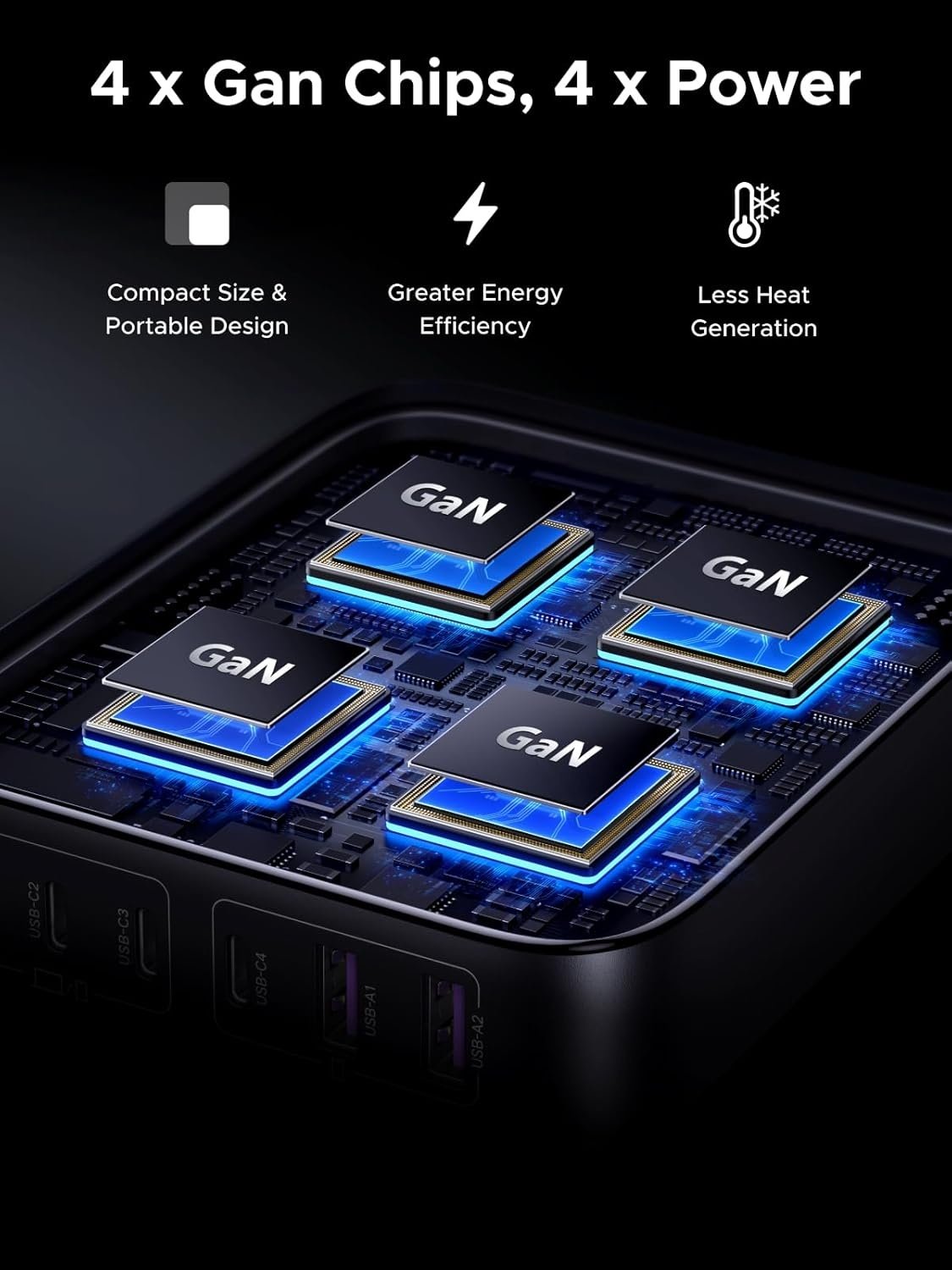 UGREEN Nexode 200W USB-C oplader, 6-Port GaN bordoplader