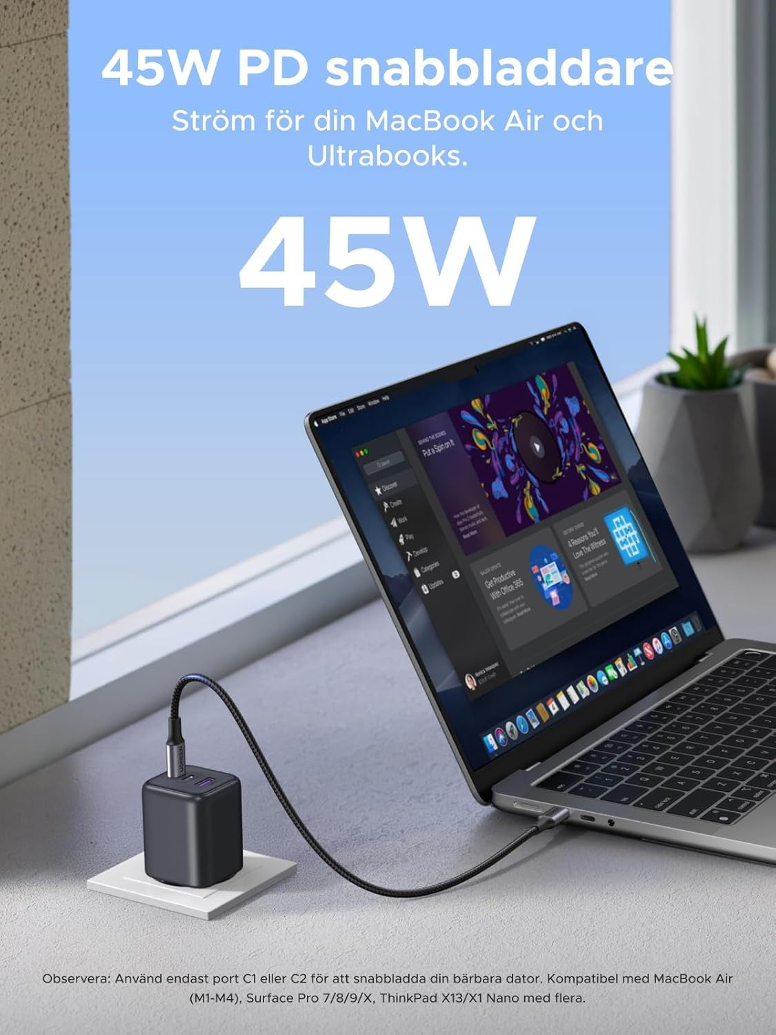 UGREEN 45W USB-C Oplader med 3 porte, PPS hurtigoplader