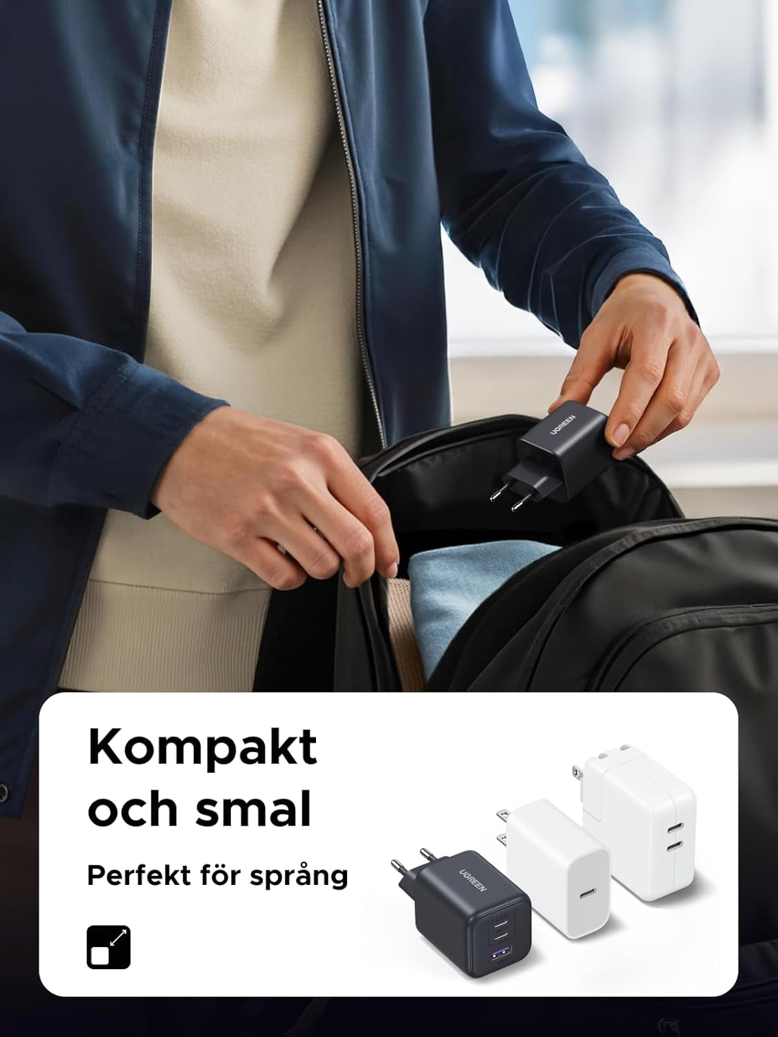 UGREEN 45W USB-C Oplader med 3 porte, PPS hurtigoplader