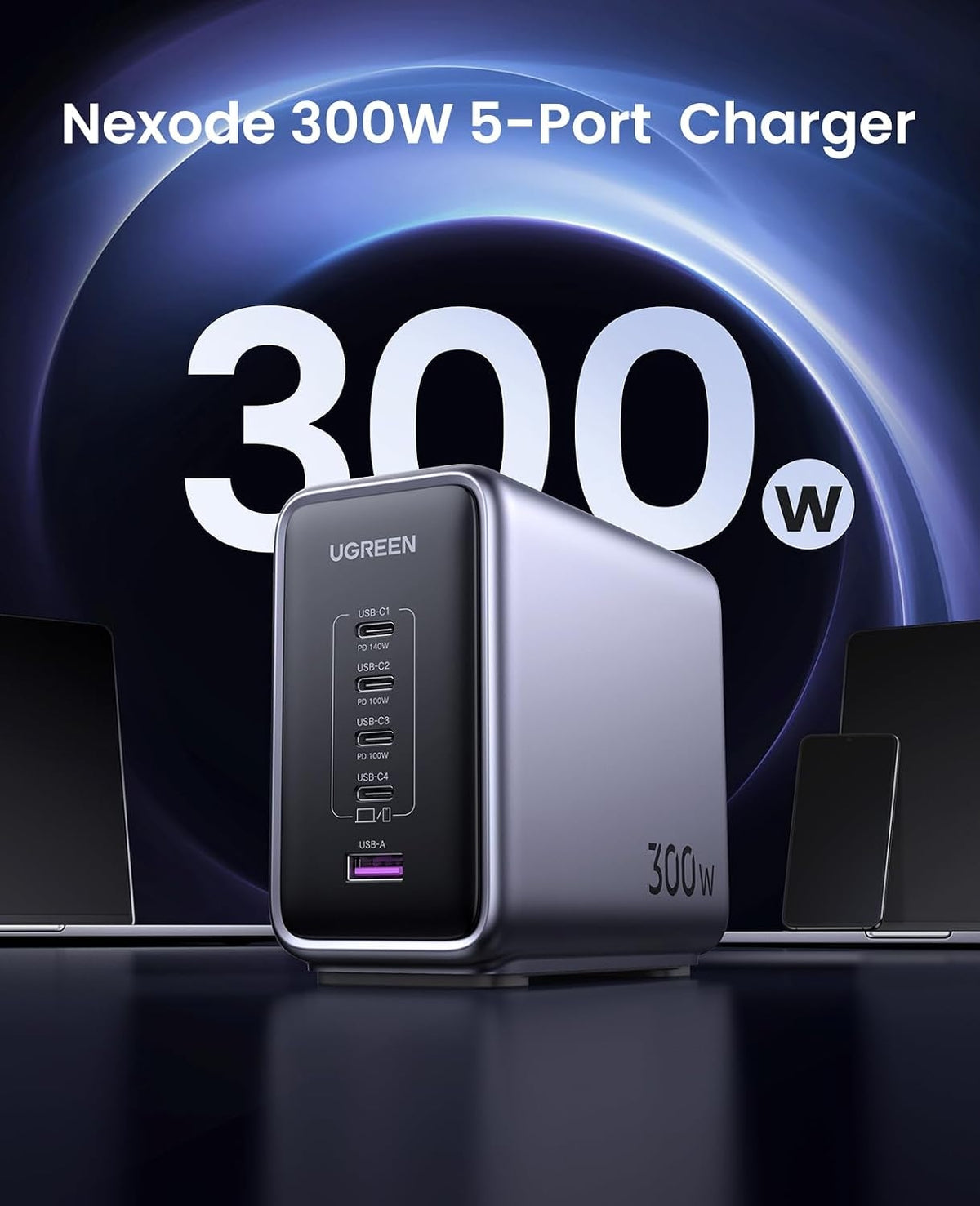 UGREEN Nexode 5-ports PD 3.1 300 W GaN-oplader