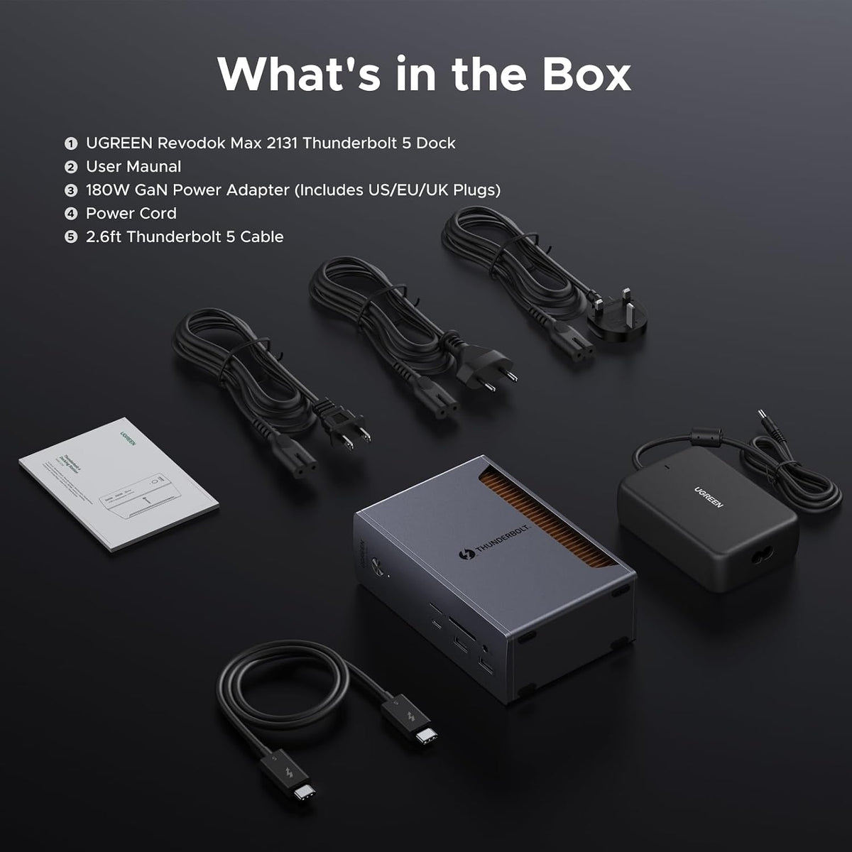 UGREEN Revodok Max Thunderbolt 5-dockingstation 13-i-1, 120Gbps, 3xTB5-porte, 8K@60Hz/6K@60Hz/4K@240Hz, 140W opladning og 2,5Gbps Ethernet
