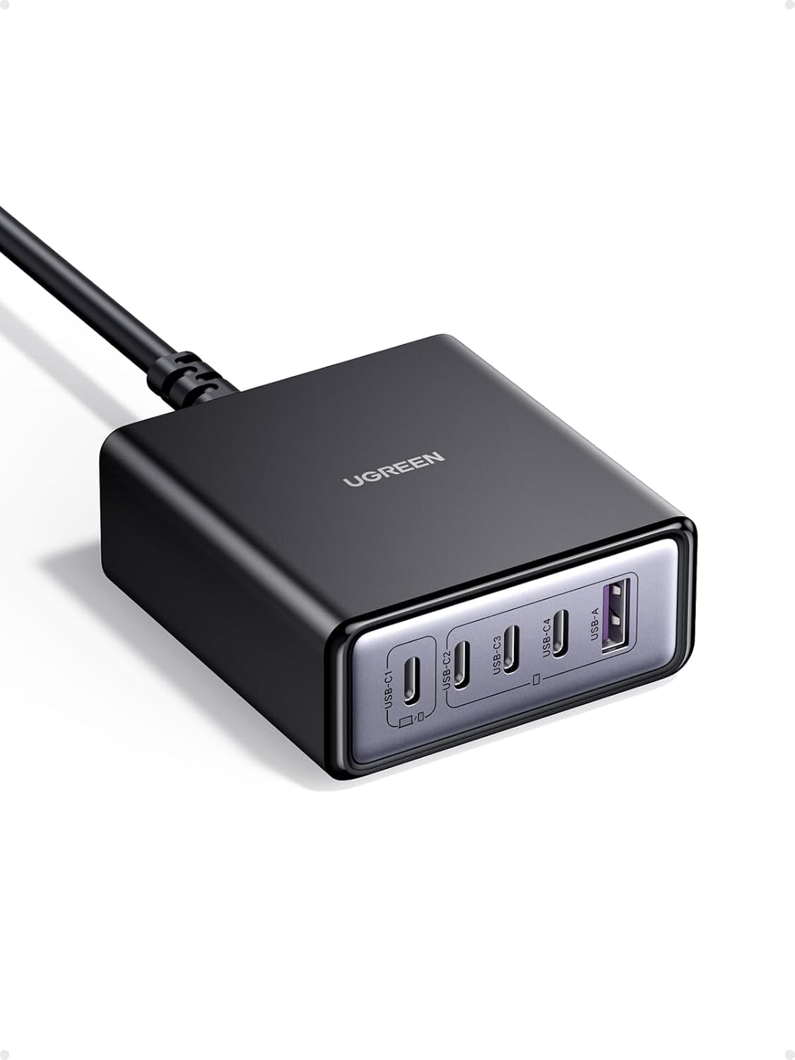 UGREEN USB-C Oplader 65W GaN 5-Ports Bordoplader med PPS hurtigopladning