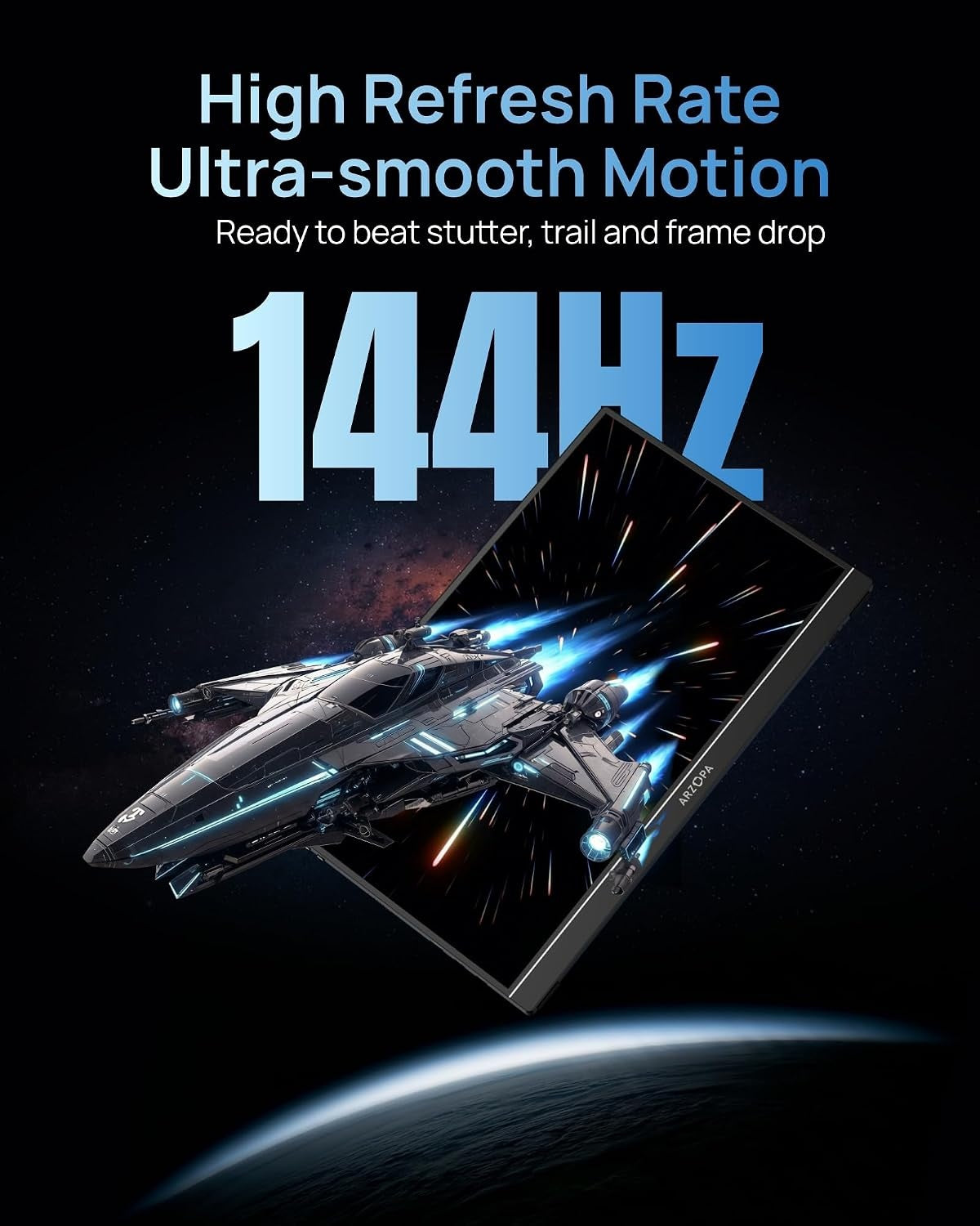 16,1" Bærbar USB-skærm 1920×1080p 144Hz, HDR, 106% sRGB, Ultr tynd med Opbevaringstaske, til Laptop/PC/Mac/PS3/PS4/PS5/Xbox
