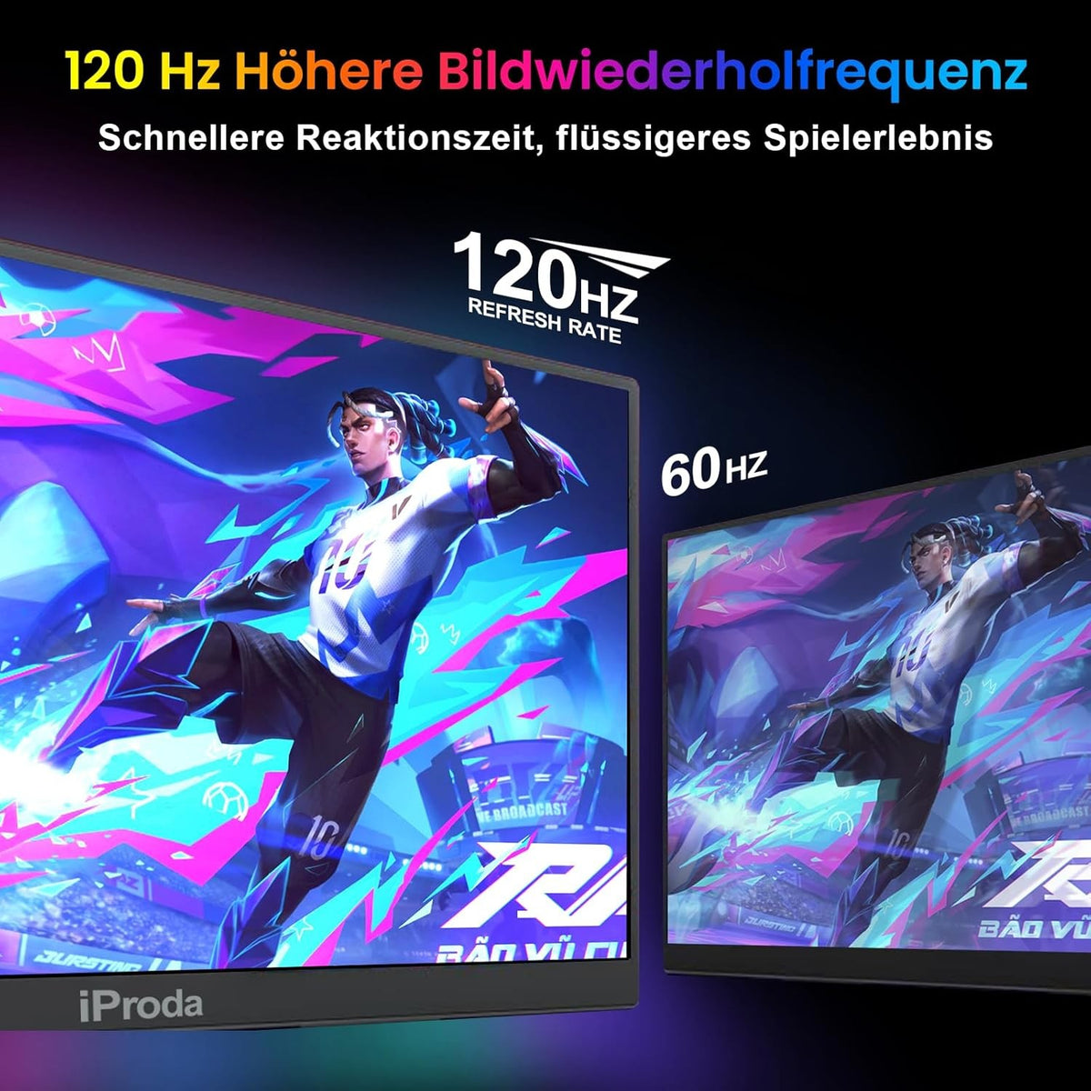 18,5" Bærbar USB-skærm 1920x1080p 120Hz, USB-C/HDMI, IPS, 100% sRGB, HDR, til laptop/desktop/mobil/PS5/Xbox