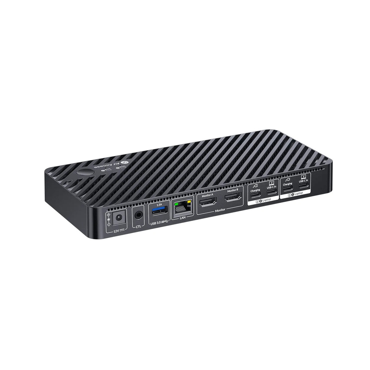 AV Access KD-E20 USB-C KVM Dockningsstation til 2 bærbare computere, Dual 4K-skærm, 11-i-1 med 100W PD, 1Gbps LAN & EDID-emulering