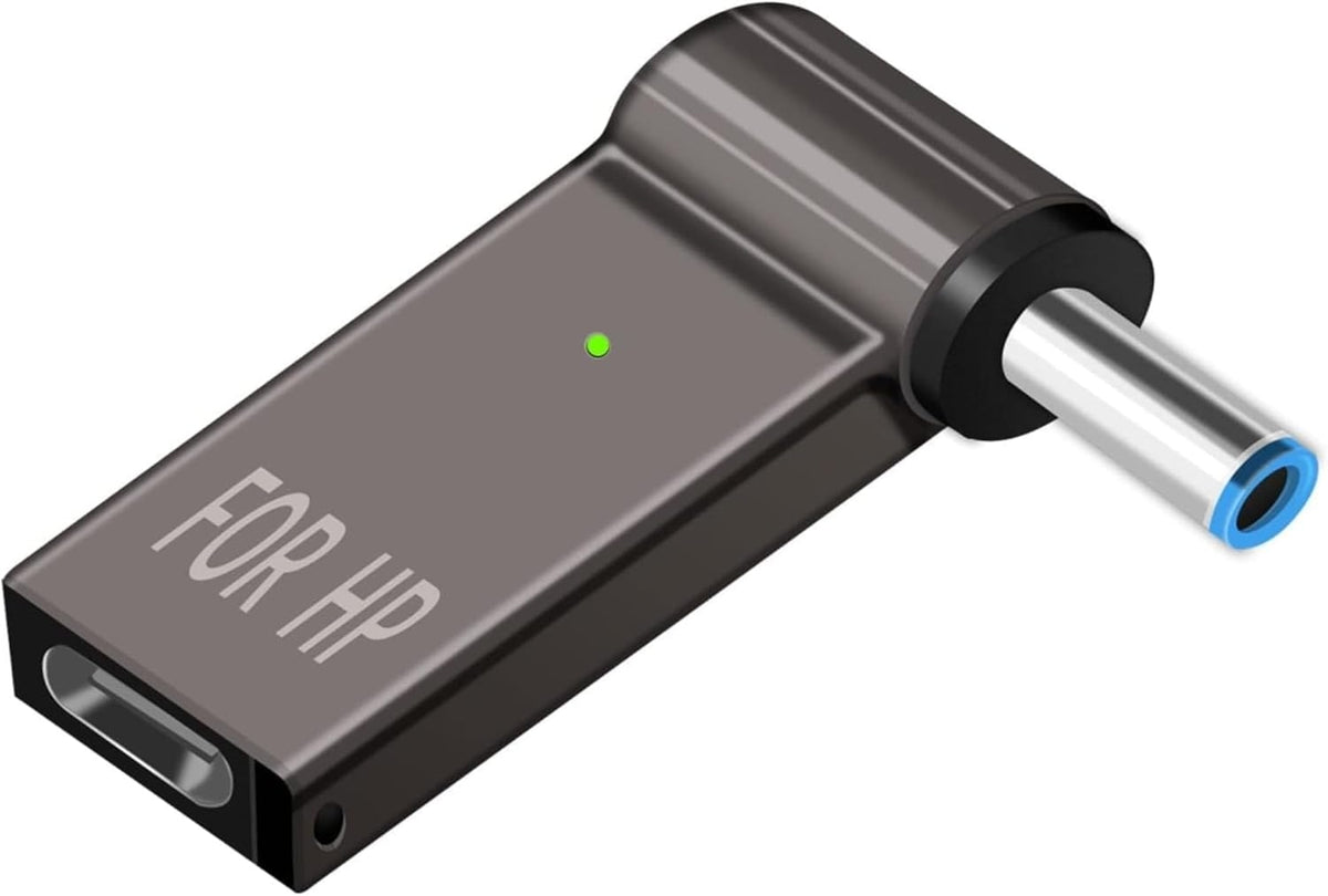 NÖRDIC USB-C til Laptopoplader-adapter, USB-C til DC-stik, 100W PD, DC 4,5×3,0 mm til HP